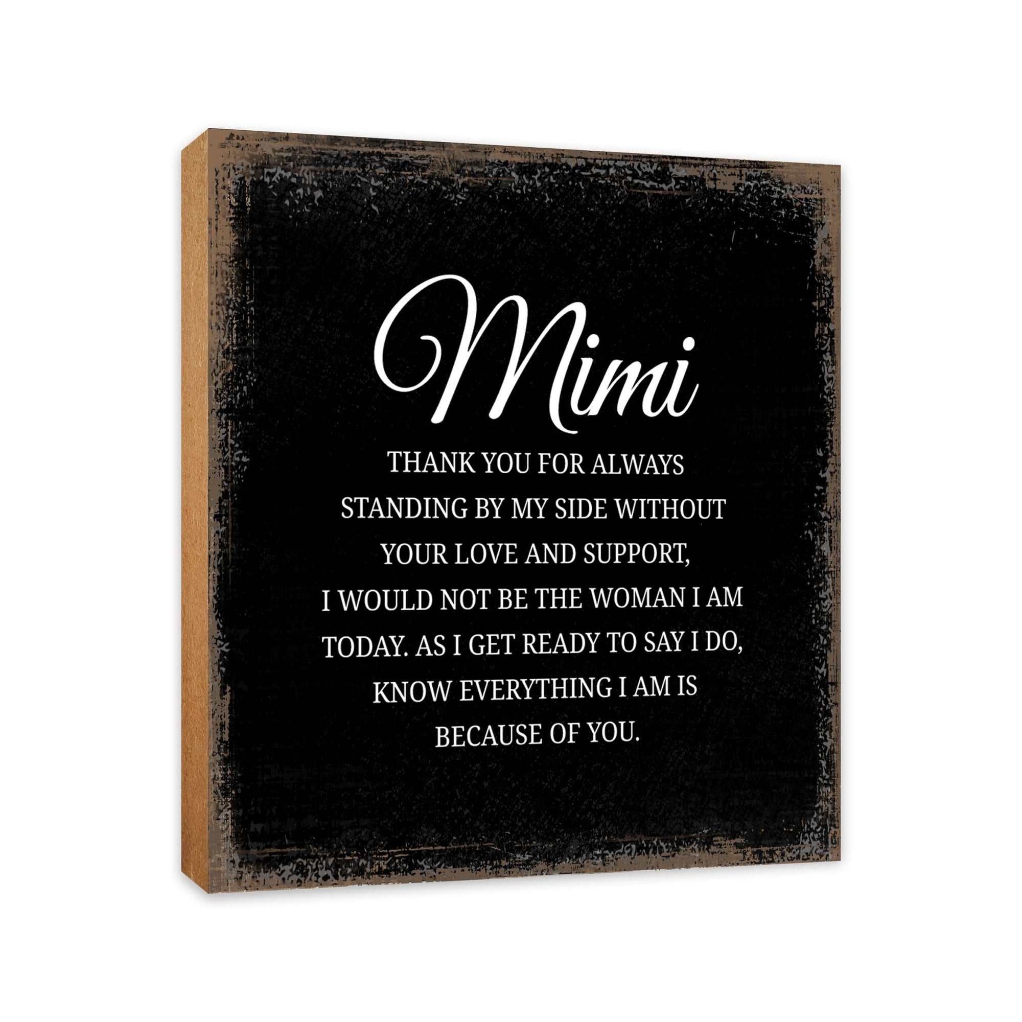 Mimi Thank You Floral 6x6 Inches Wood Family Art Sign Tabletop and Shelving For Home Décor - LifeSong Milestones