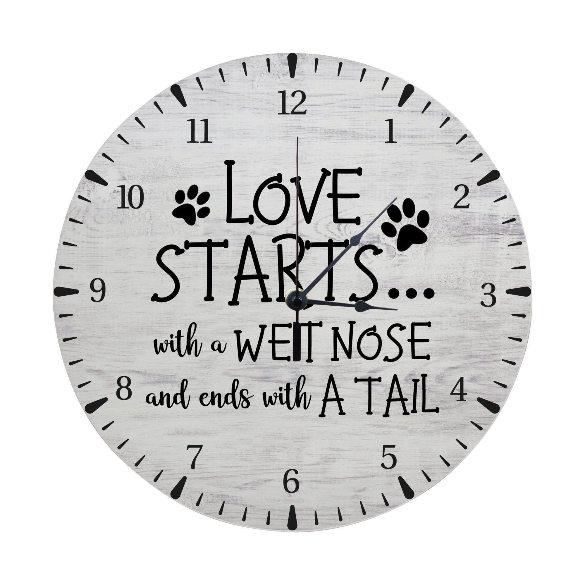 Minimalist Roman Numeral Wooden Clock For Walls Or Countertop Display For Pet Owners - Loves Starts - LifeSong Milestones