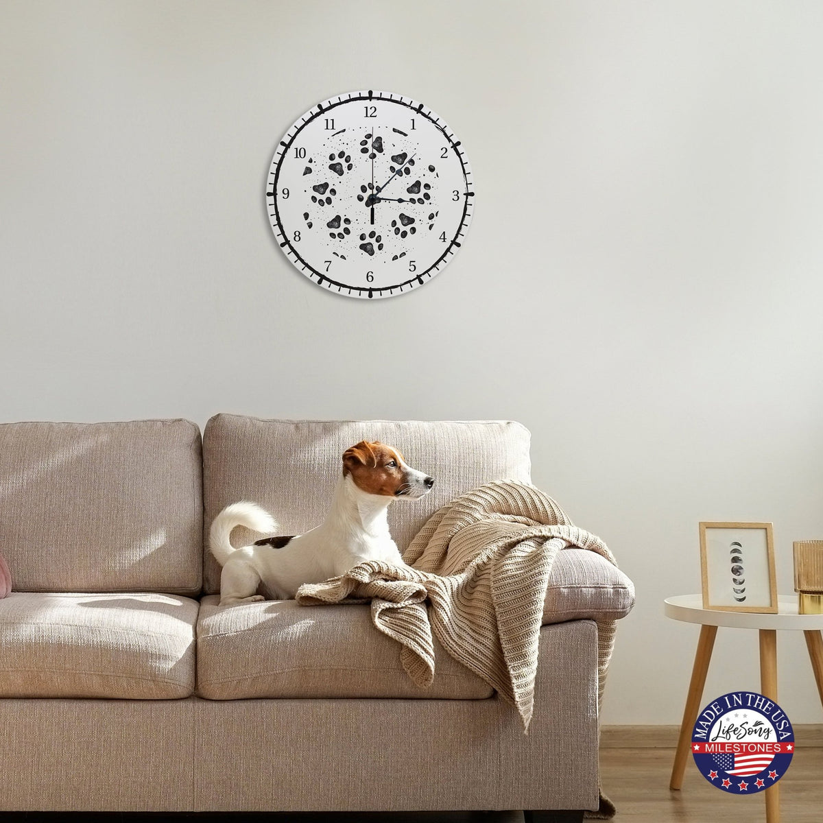 Minimalist Roman Numeral Wooden Clock For Walls Or Countertop Display For Pet Owners - Paws - LifeSong Milestones