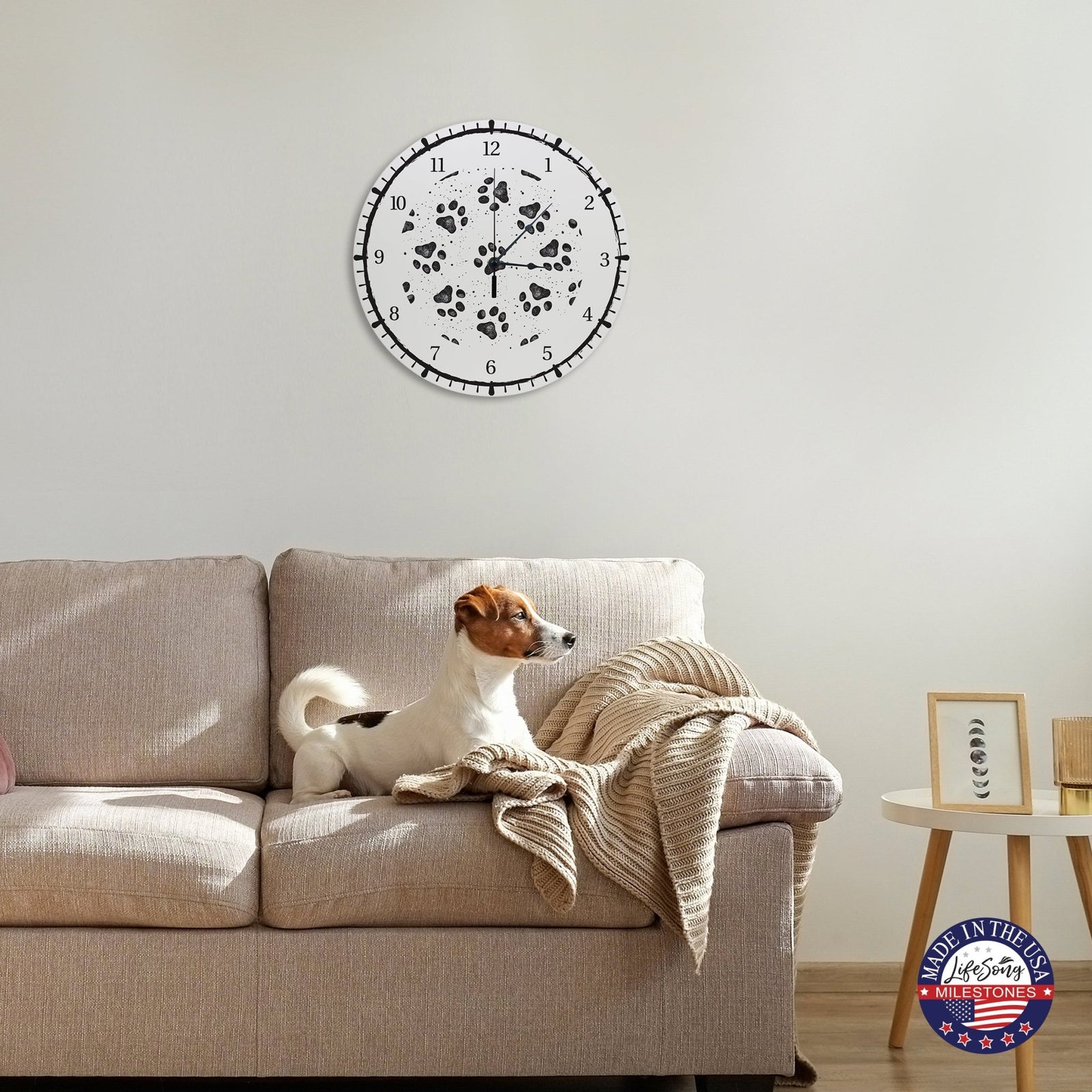 Minimalist Roman Numeral Wooden Clock For Walls Or Countertop Display For Pet Owners - Paws - LifeSong Milestones