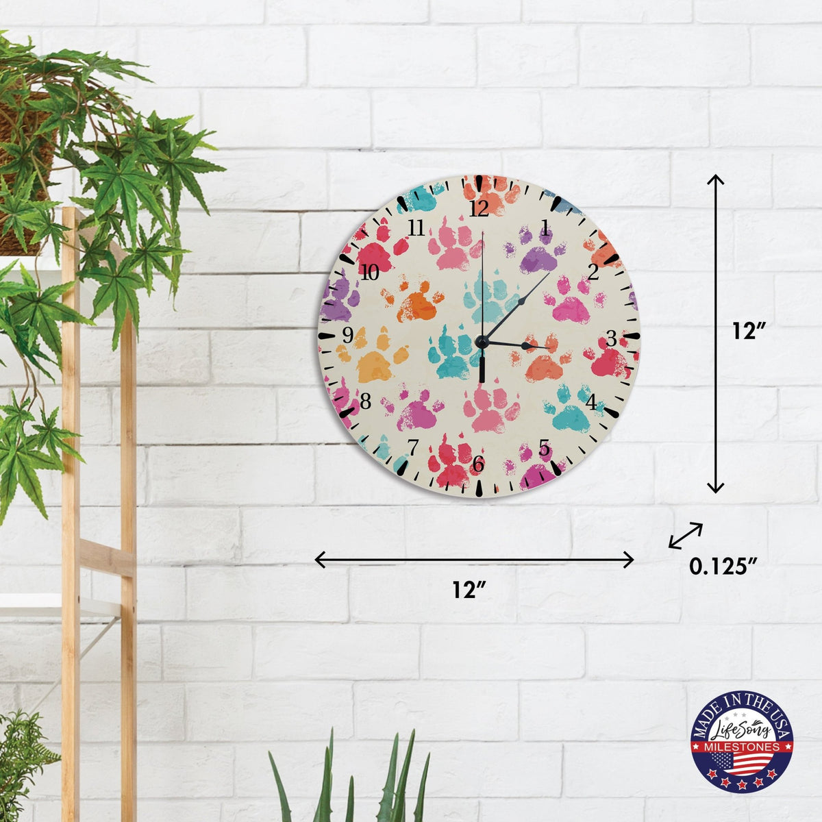 Minimalist Roman Numeral Wooden Clock For Walls Or Countertop Display For Pet Owners - Paws - LifeSong Milestones