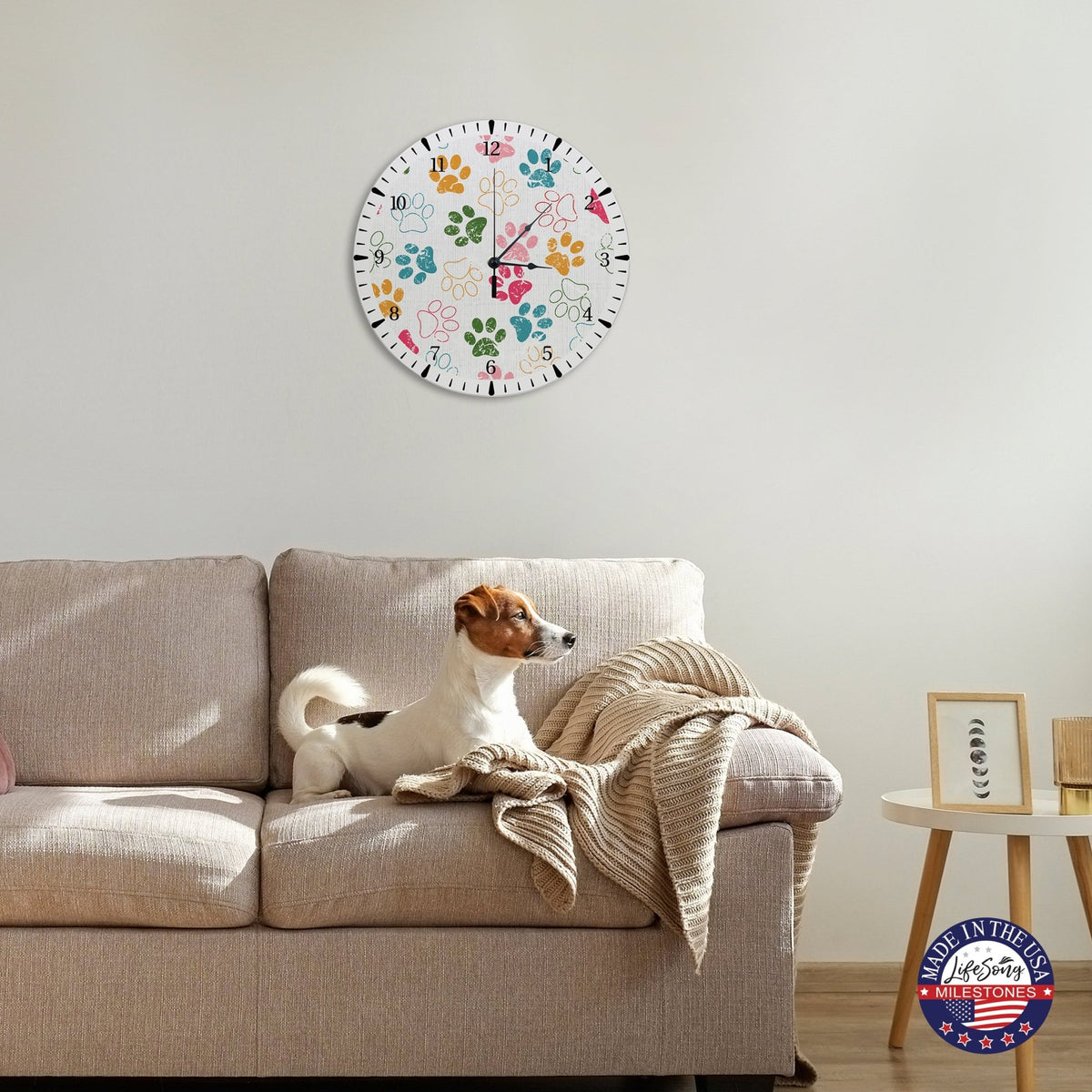 Minimalist Roman Numeral Wooden Clock For Walls Or Countertop Display For Pet Owners - Paws - LifeSong Milestones