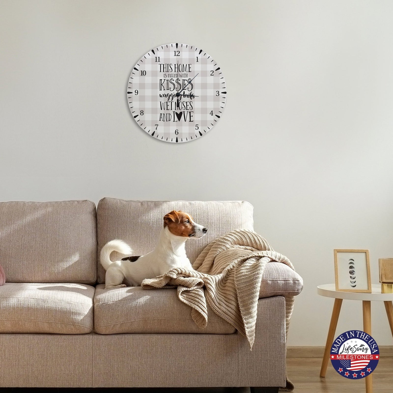 Minimalist Roman Numeral Wooden Clock For Walls Or Countertop Display For Pet Owners - This Home Is Filled - LifeSong Milestones