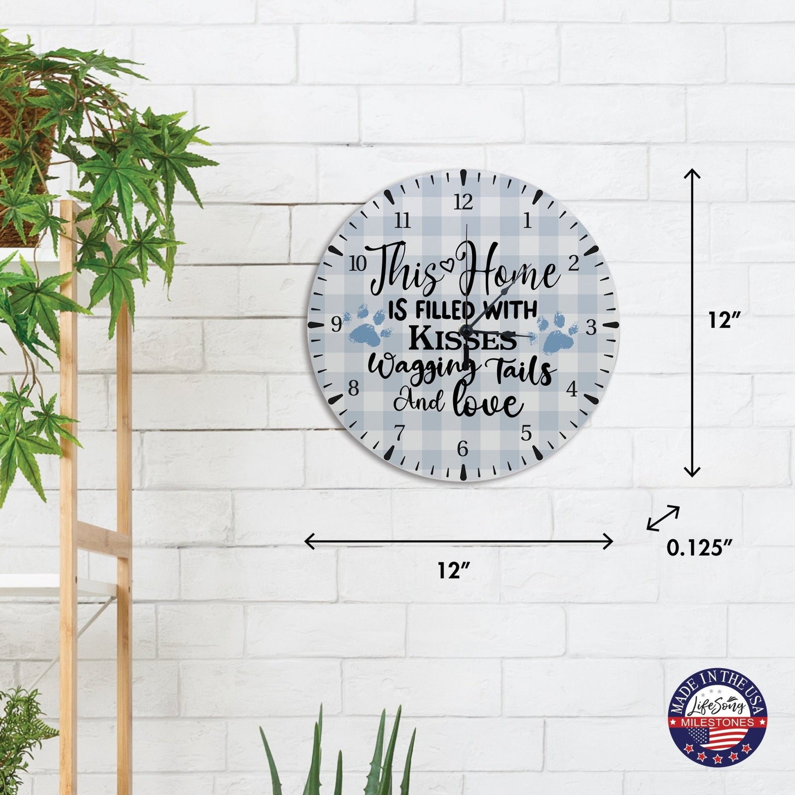 Minimalist Roman Numeral Wooden Clock For Walls Or Countertop Display For Pet Owners - This Home Is Filled - LifeSong Milestones