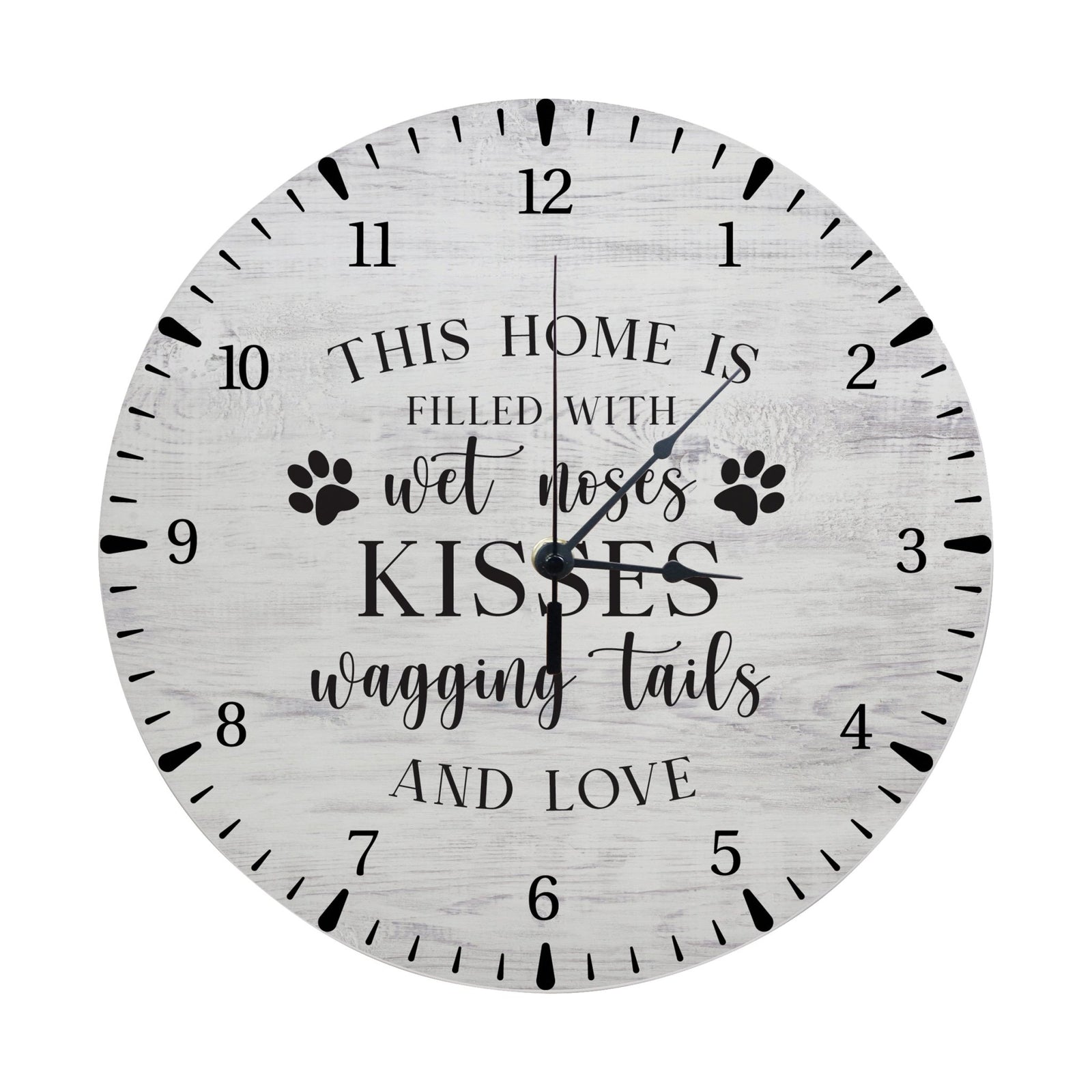 Minimalist Roman Numeral Wooden Clock For Walls Or Countertop Display For Pet Owners - This Home Is Filled - LifeSong Milestones