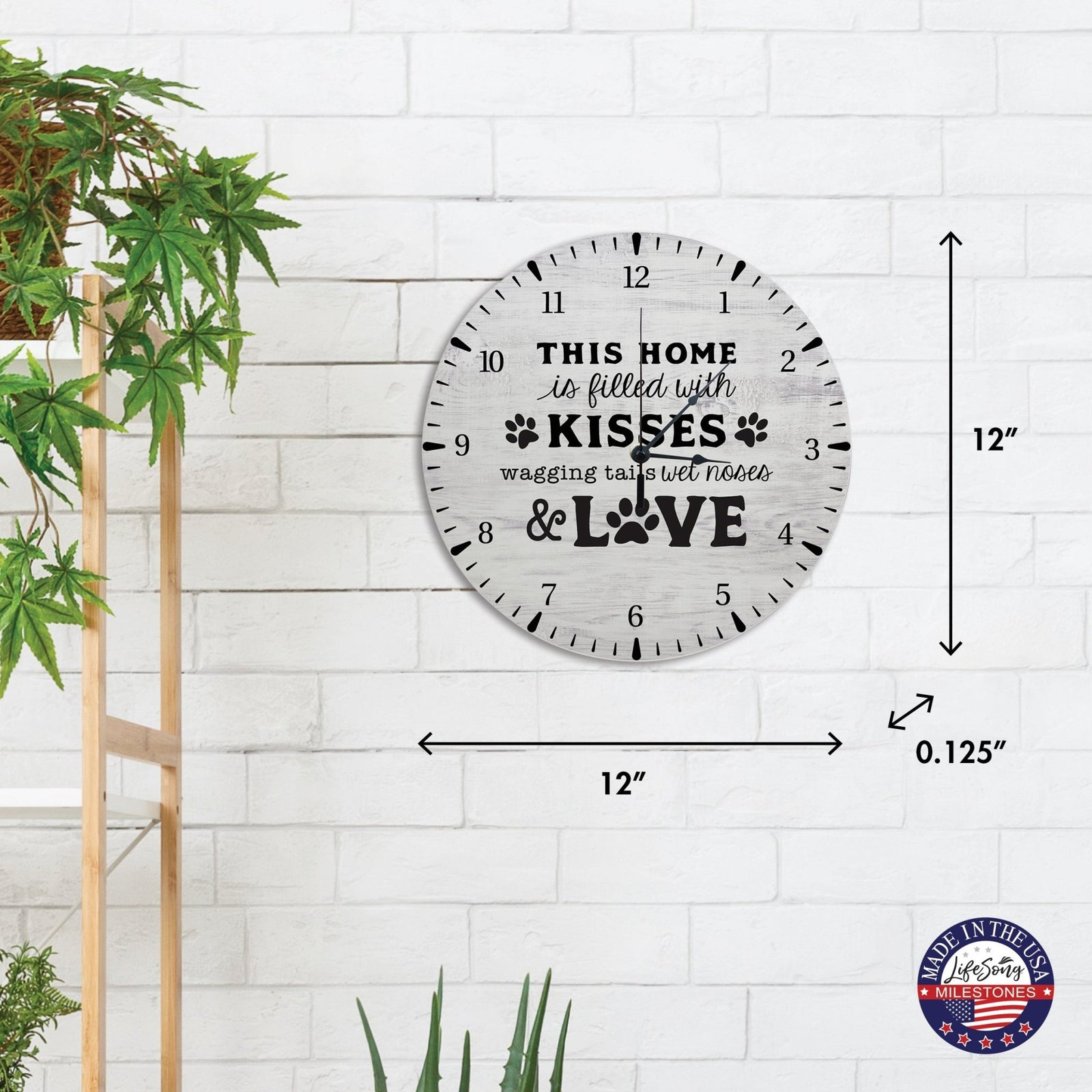 Minimalist Roman Numeral Wooden Clock For Walls Or Countertop Display For Pet Owners - This Home Is Filled - LifeSong Milestones