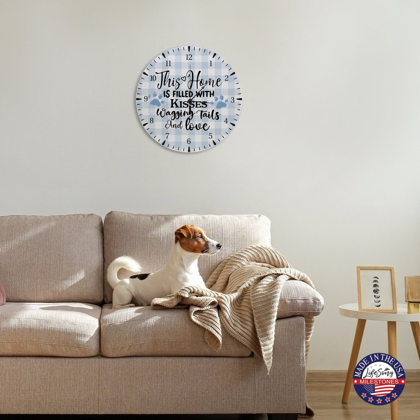 Minimalist Roman Numeral Wooden Clock For Walls Or Countertop Display For Pet Owners - This Home Is Filled - LifeSong Milestones