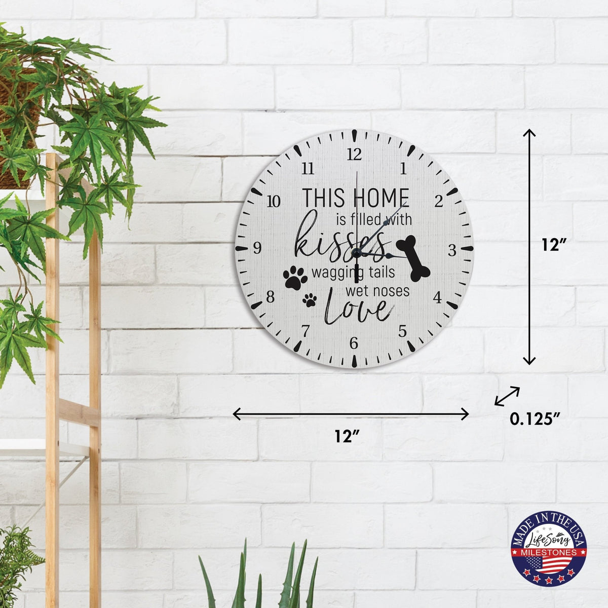 Minimalist Roman Numeral Wooden Clock For Walls Or Countertop Display For Pet Owners - This Home Is Filled - LifeSong Milestones