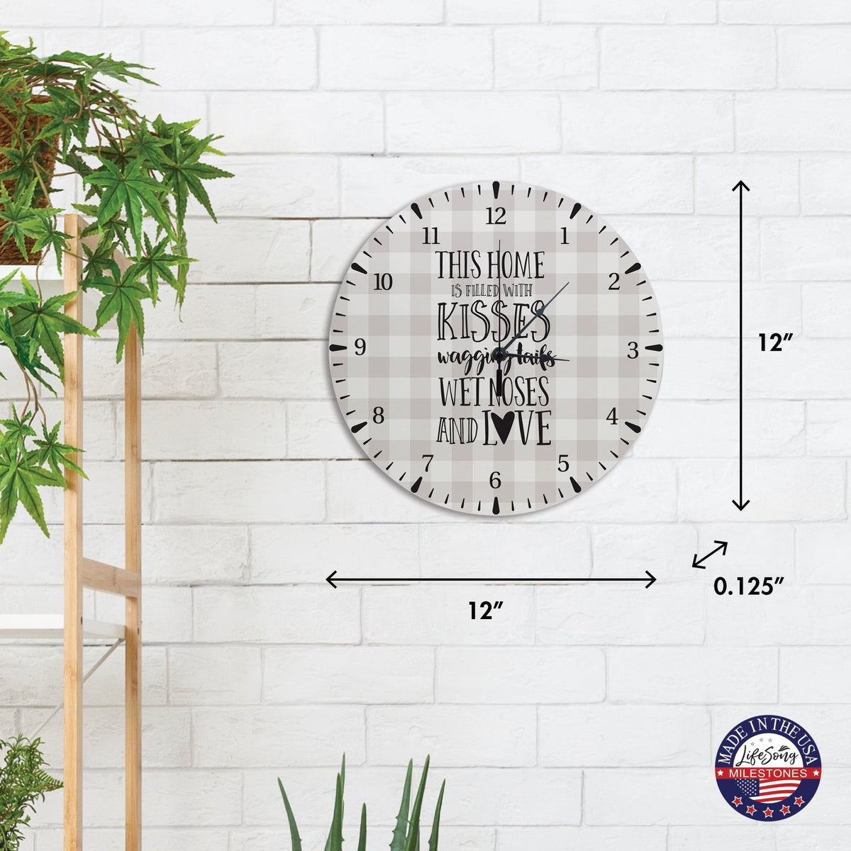 Minimalist Roman Numeral Wooden Clock For Walls Or Countertop Display For Pet Owners - This Home Is Filled - LifeSong Milestones