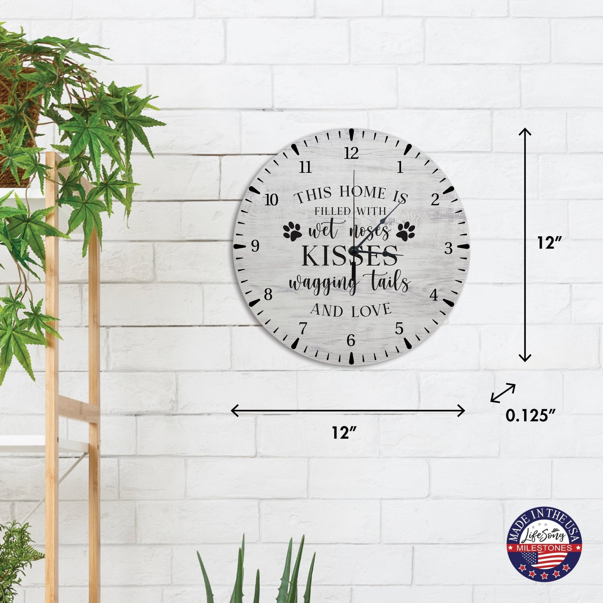 Minimalist Roman Numeral Wooden Clock For Walls Or Countertop Display For Pet Owners - This Home Is Filled - LifeSong Milestones