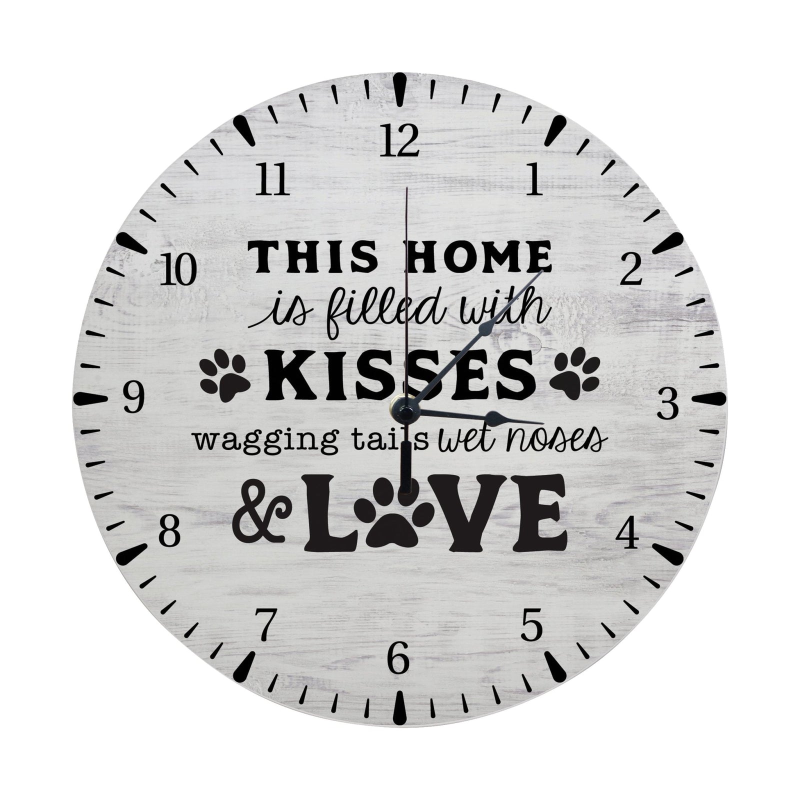 Minimalist Roman Numeral Wooden Clock For Walls Or Countertop Display For Pet Owners - This Home Is Filled - LifeSong Milestones