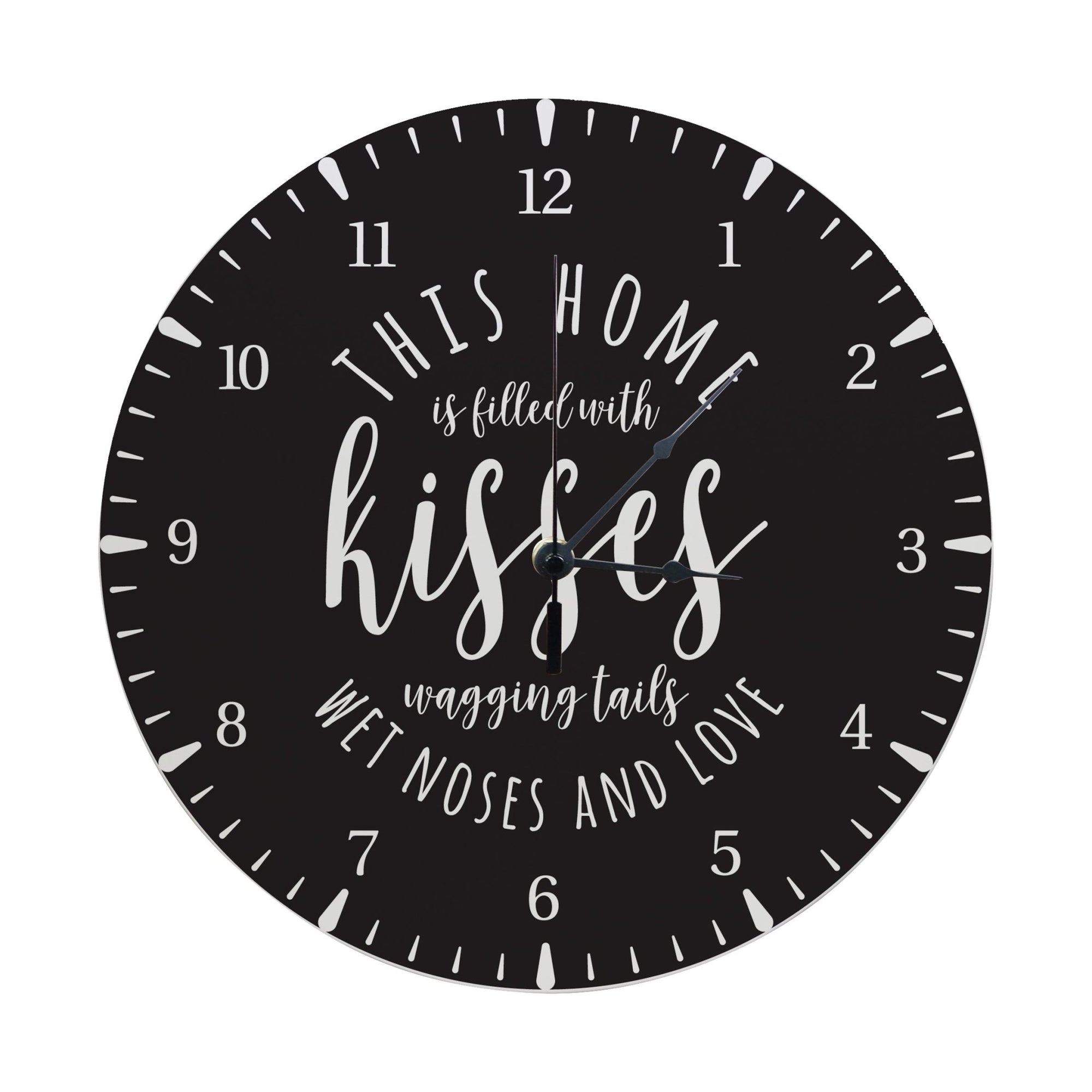 Minimalist Roman Numeral Wooden Clock For Walls Or Countertop Display For Pet Owners - This Home Is Filled With Kisses - LifeSong Milestones