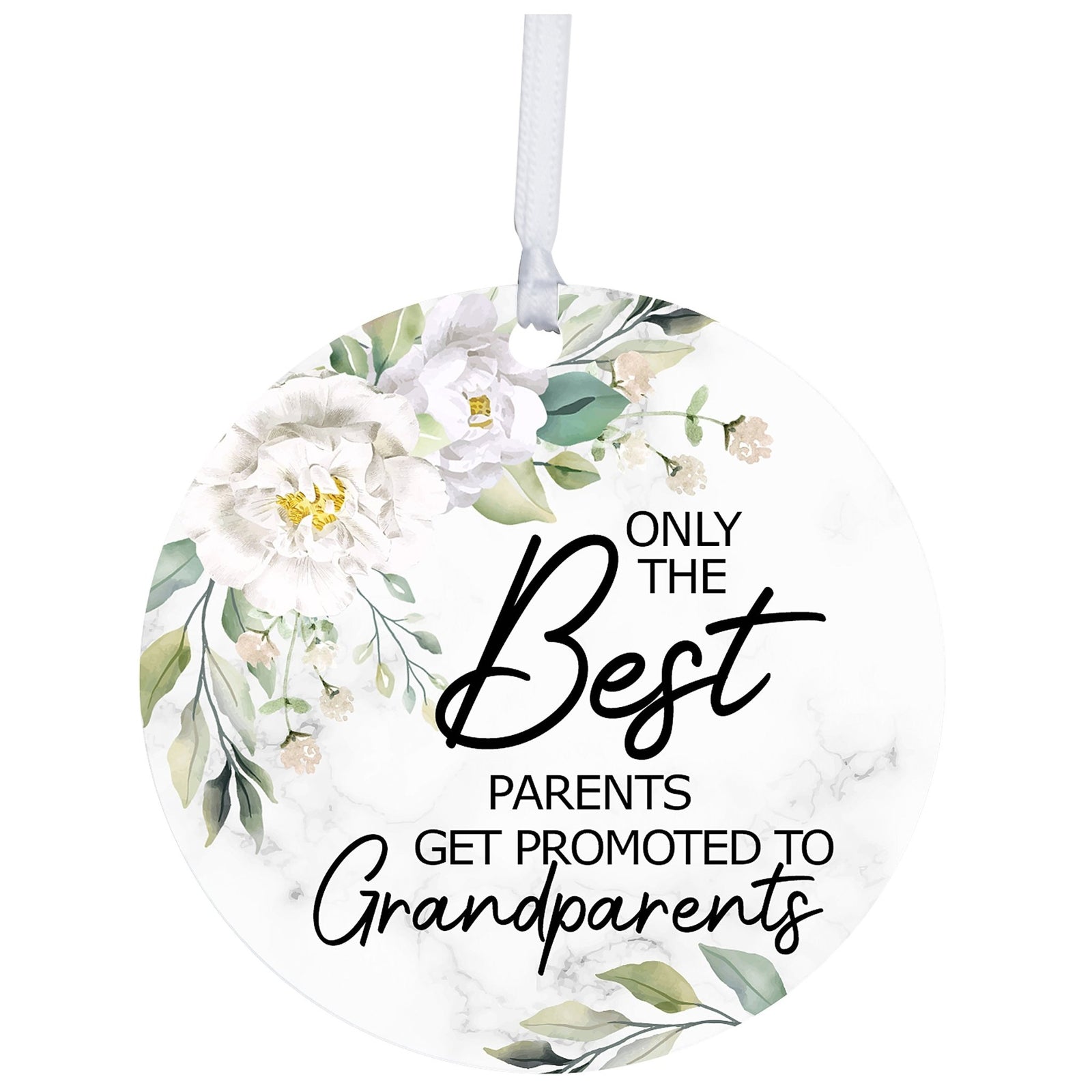 Modern 2.75in Christmas Round White Ornament for Grandparents - Only the Best Parents - LifeSong Milestones