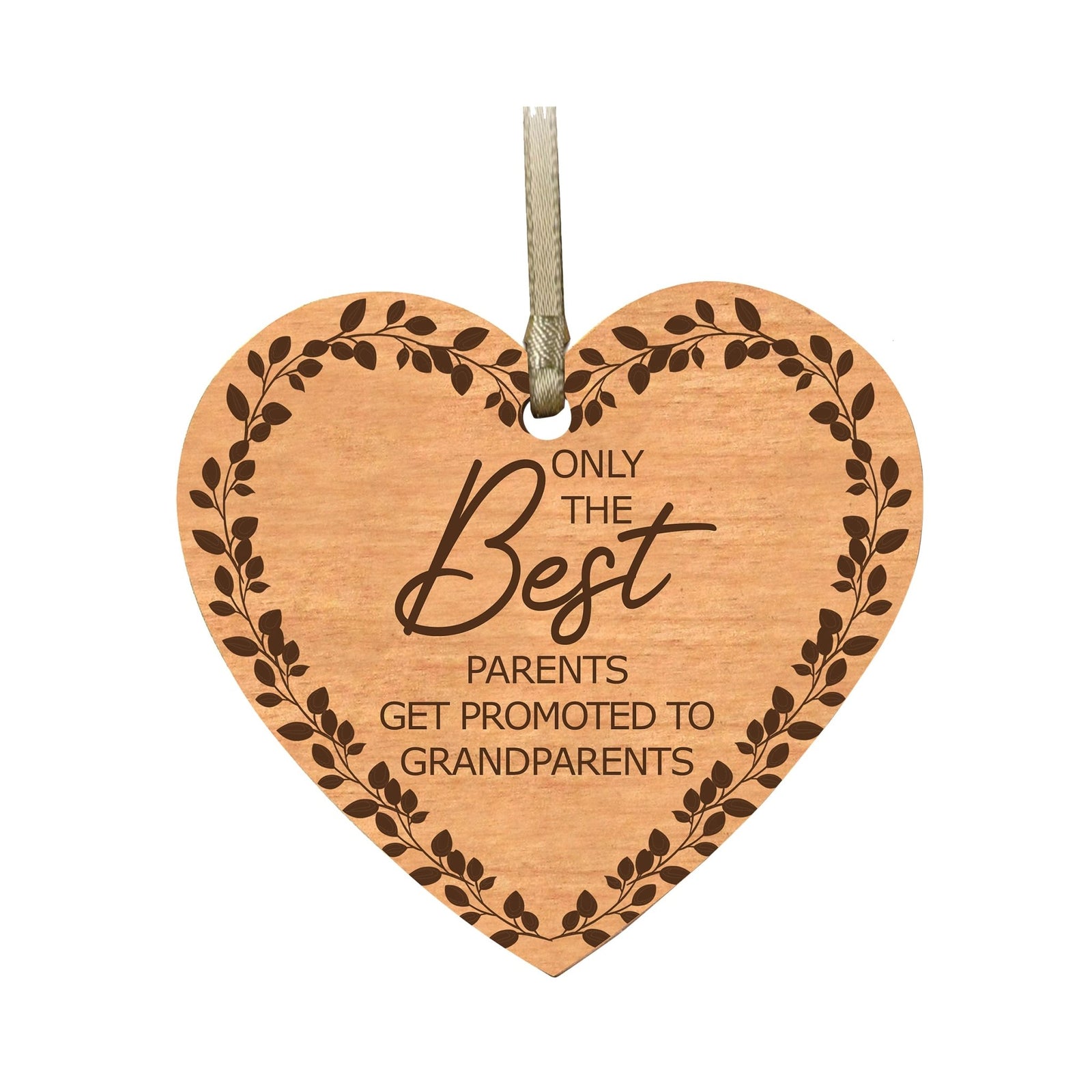 Modern 3.75in Christmas Wooden Heart Ornament for Grandparents - Only The Best Parents