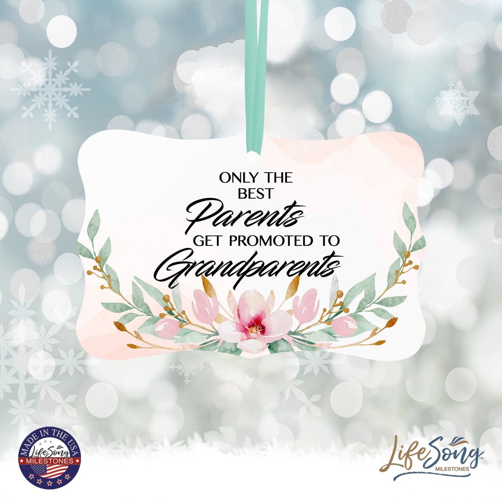 Modern 4x2.5in Christmas White Scalloped Ornament for Grandparents - Only the Best Parents - LifeSong Milestones