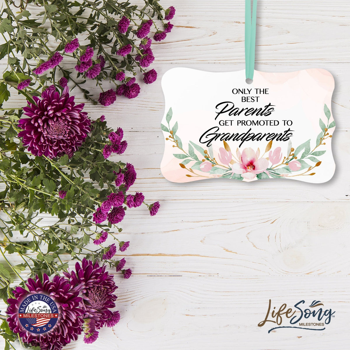 Modern 4x2.5in Christmas White Scalloped Ornament for Grandparents - Only the Best Parents - LifeSong Milestones