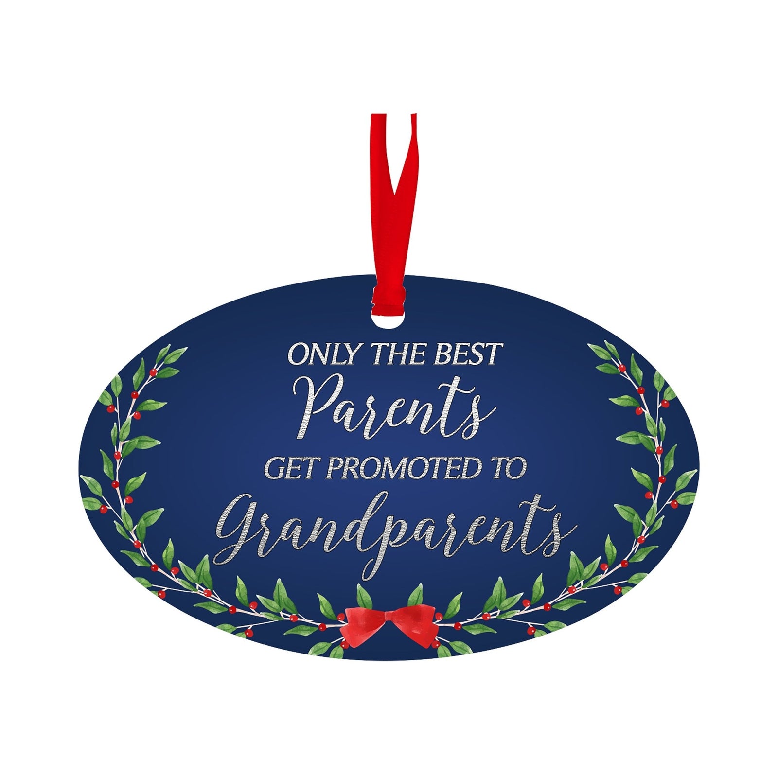 Modern 4x2.5in Christmas Wooden Oval White Ornament for Grandparents - Only the Best Parents - LifeSong Milestones
