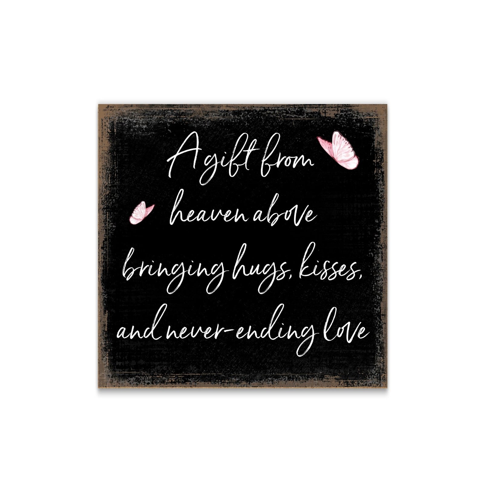 Modern 6x6in Wooden Sign (A Gift From Heaven) Inspirational Plaque and Tabletop Family Home Decoration - LifeSong Milestones