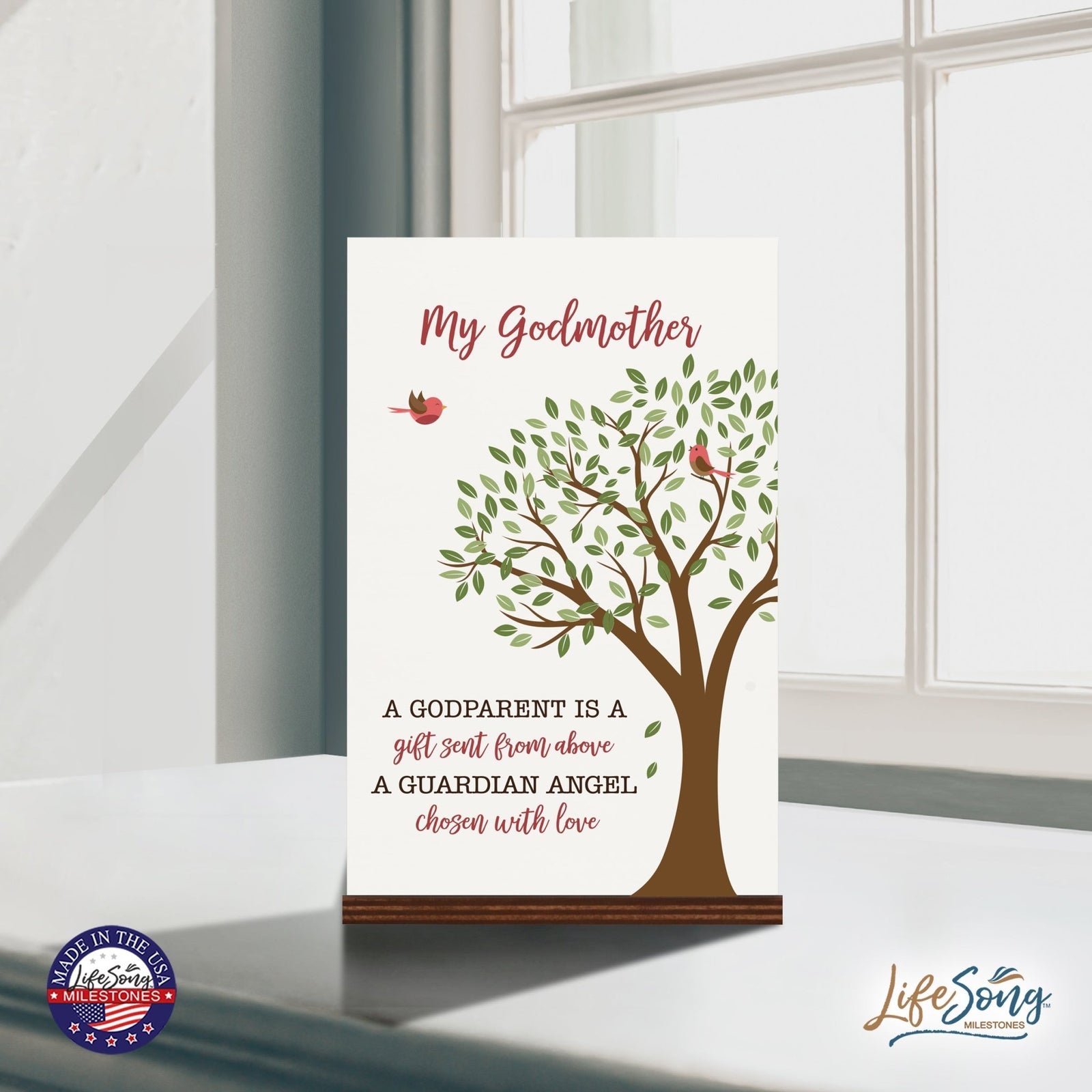 Modern 8x12in Decorative White Acrylic Signs With Wooden Base – A Gift Sent From Above - LifeSong Milestones