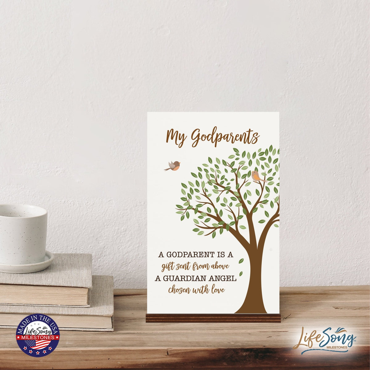 Modern 8x12in Decorative White Acrylic Signs With Wooden Base – A Gift Sent From Above - LifeSong Milestones