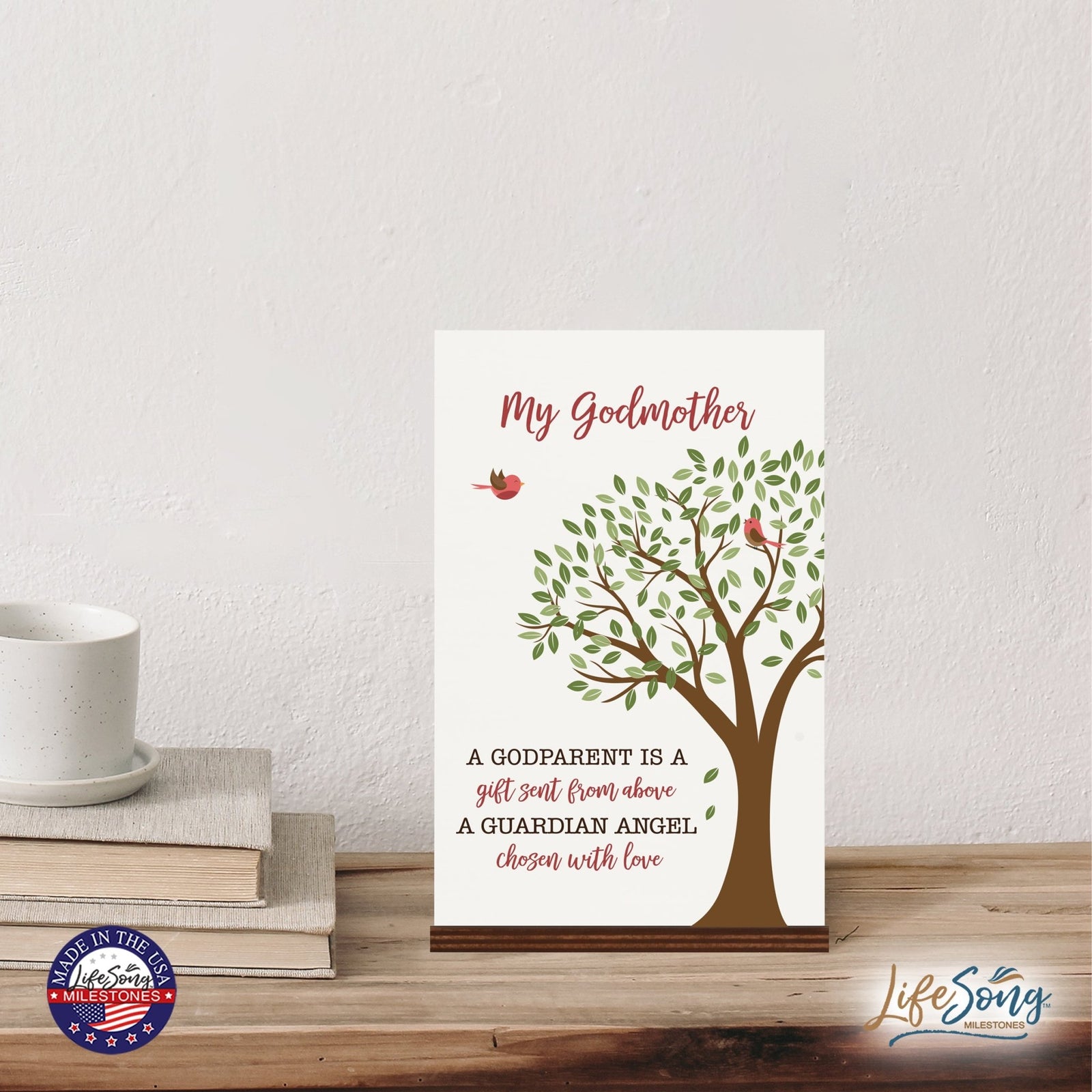 Modern 8x12in Decorative White Acrylic Signs With Wooden Base – A Gift Sent From Above - LifeSong Milestones