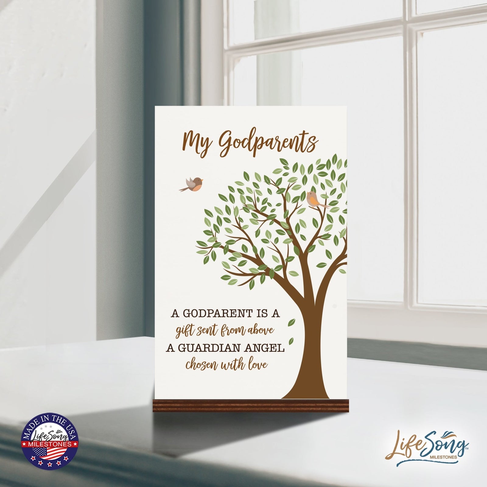 Modern 8x12in Decorative White Acrylic Signs With Wooden Base – A Gift Sent From Above - LifeSong Milestones