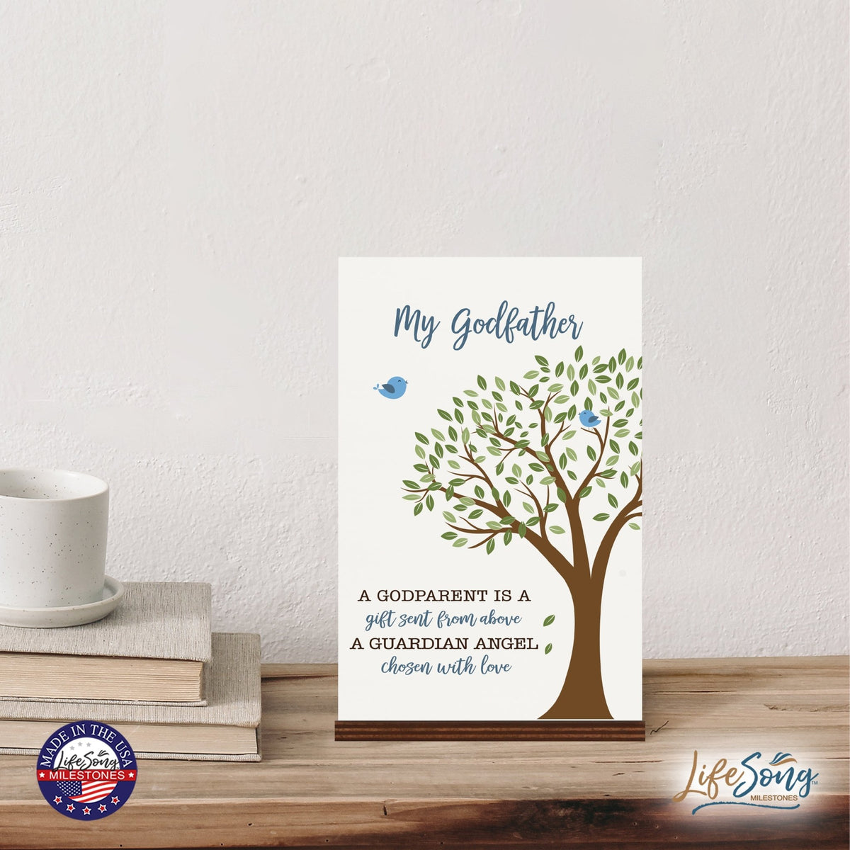 Modern 8x12in Decorative White Acrylic Signs With Wooden Base – A Gift Sent From Above - LifeSong Milestones