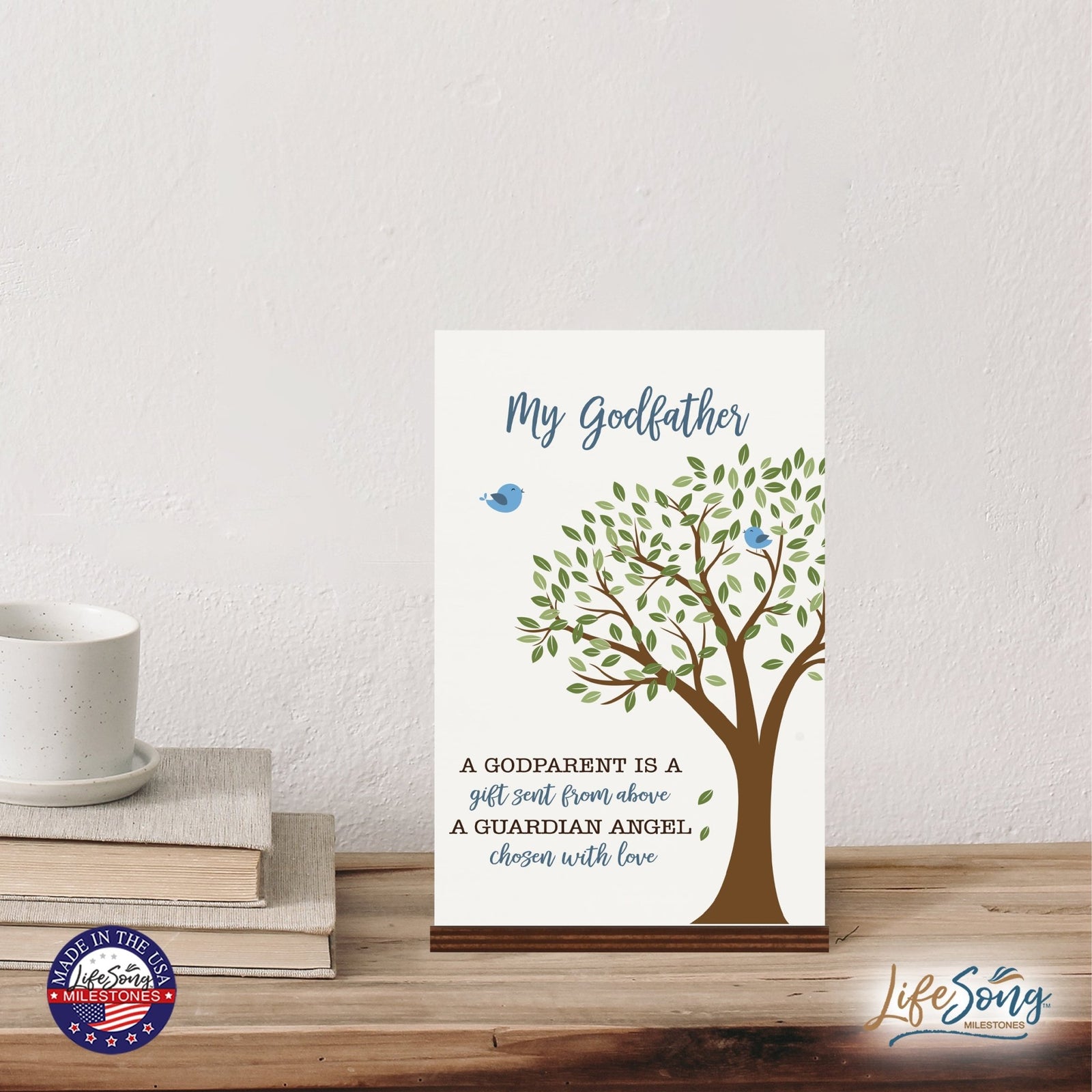 Modern 8x12in Decorative White Acrylic Signs With Wooden Base – A Gift Sent From Above - LifeSong Milestones