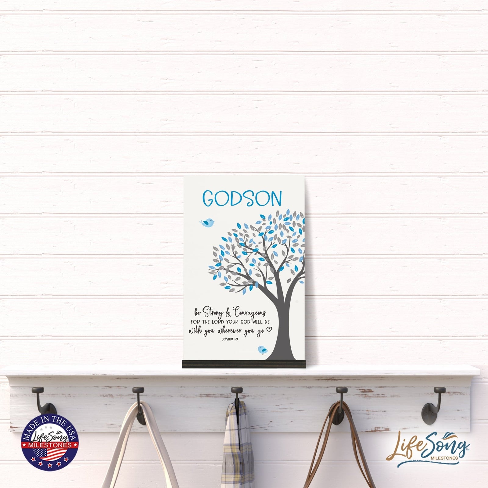 Modern 8x12in Decorative White Acrylic Signs With Wooden Base – Be Strong - LifeSong Milestones