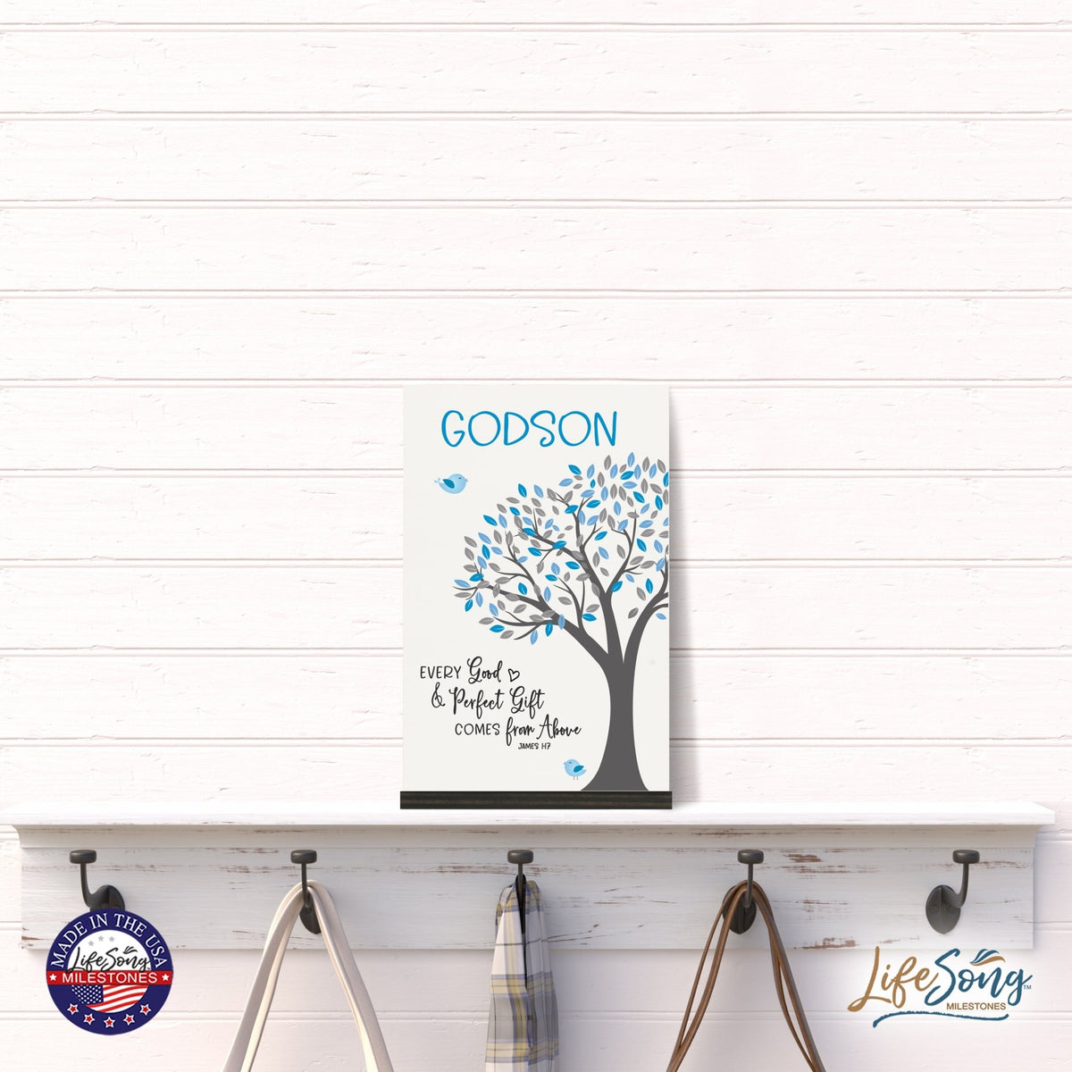 Modern 8x12in Decorative White Acrylic Signs With Wooden Base – Every Good And Perfect - LifeSong Milestones