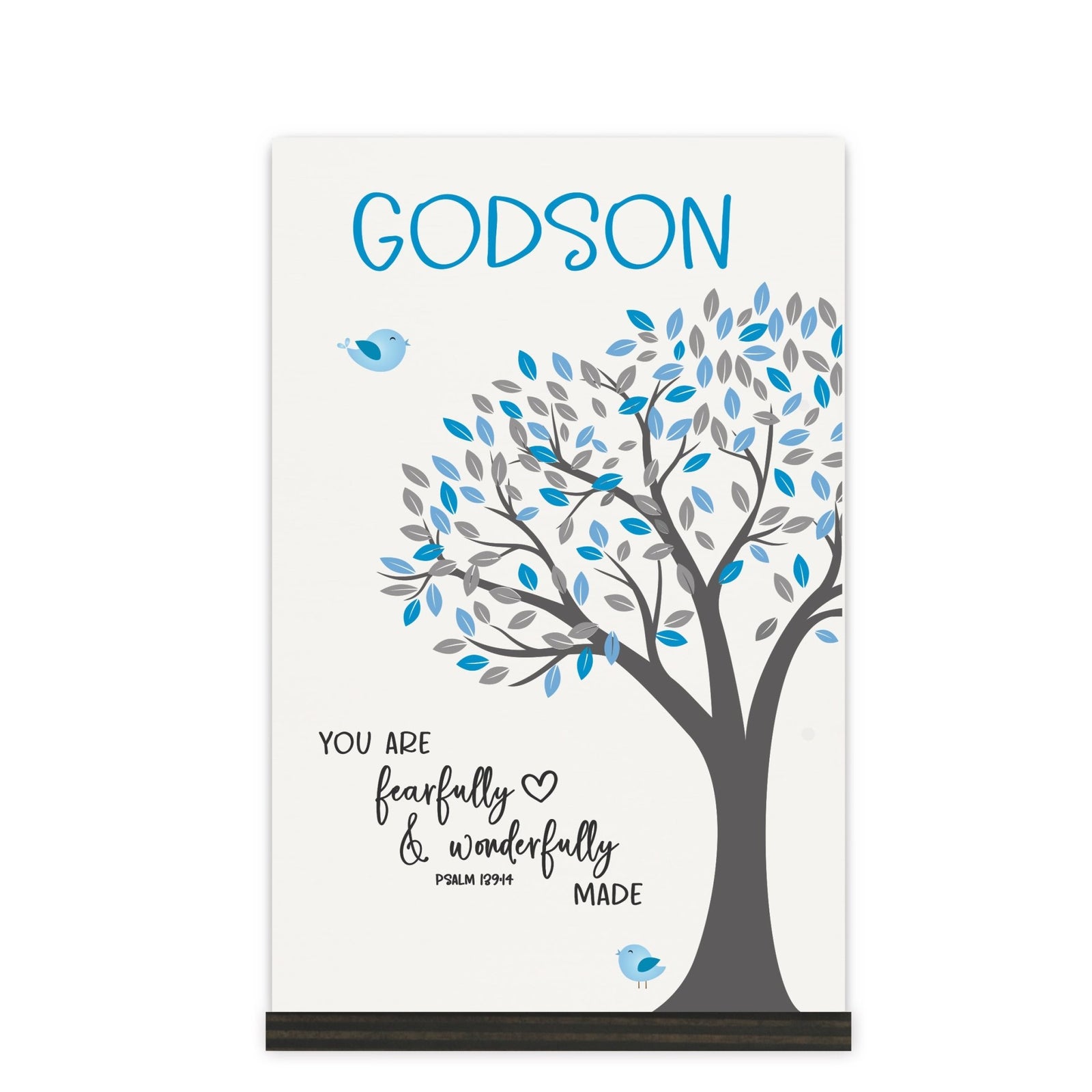 Modern 8x12in Decorative White Acrylic Signs With Wooden Base – Fearfully and Wonderfully - LifeSong Milestones