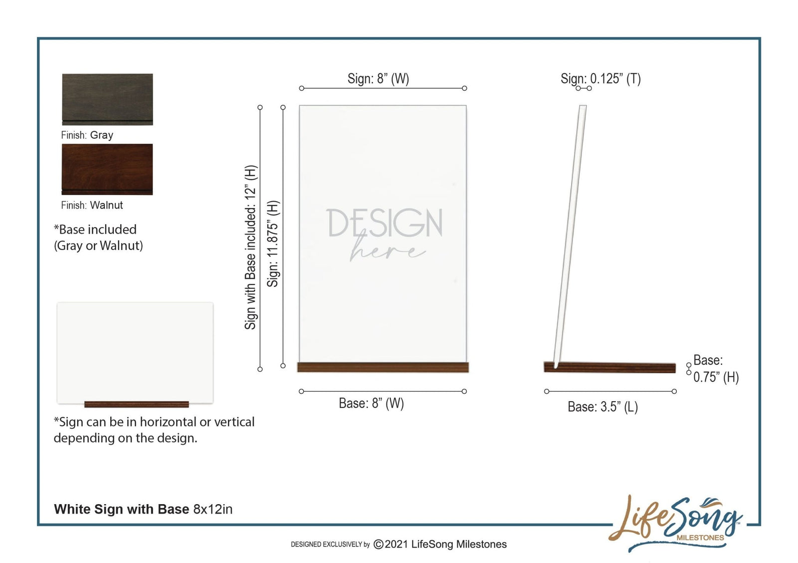 Modern 8x12in Decorative White Acrylic Signs With Wooden Base – Fearfully and Wonderfully - LifeSong Milestones