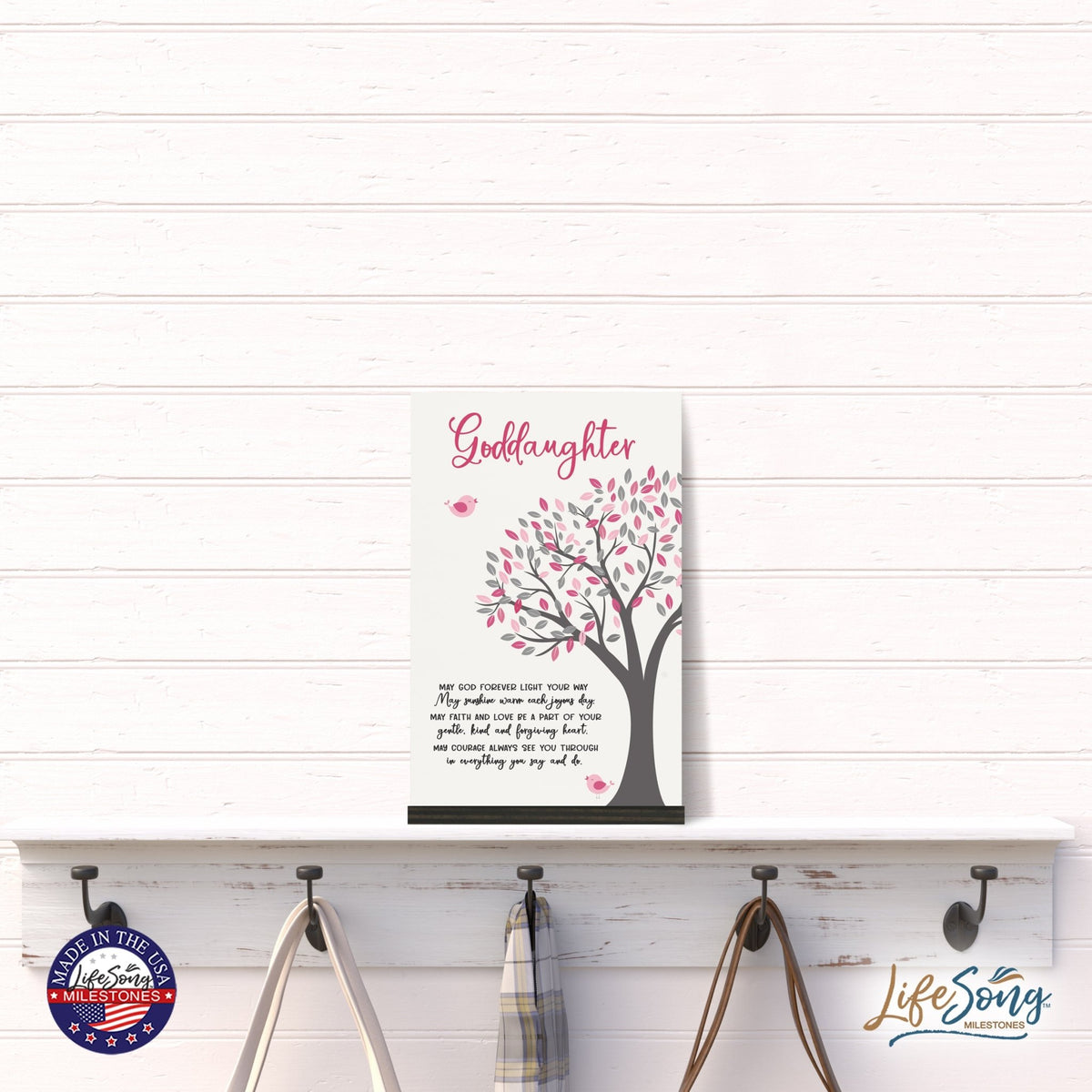 Modern 8x12in Decorative White Acrylic Signs With Wooden Base – May God Forever - LifeSong Milestones