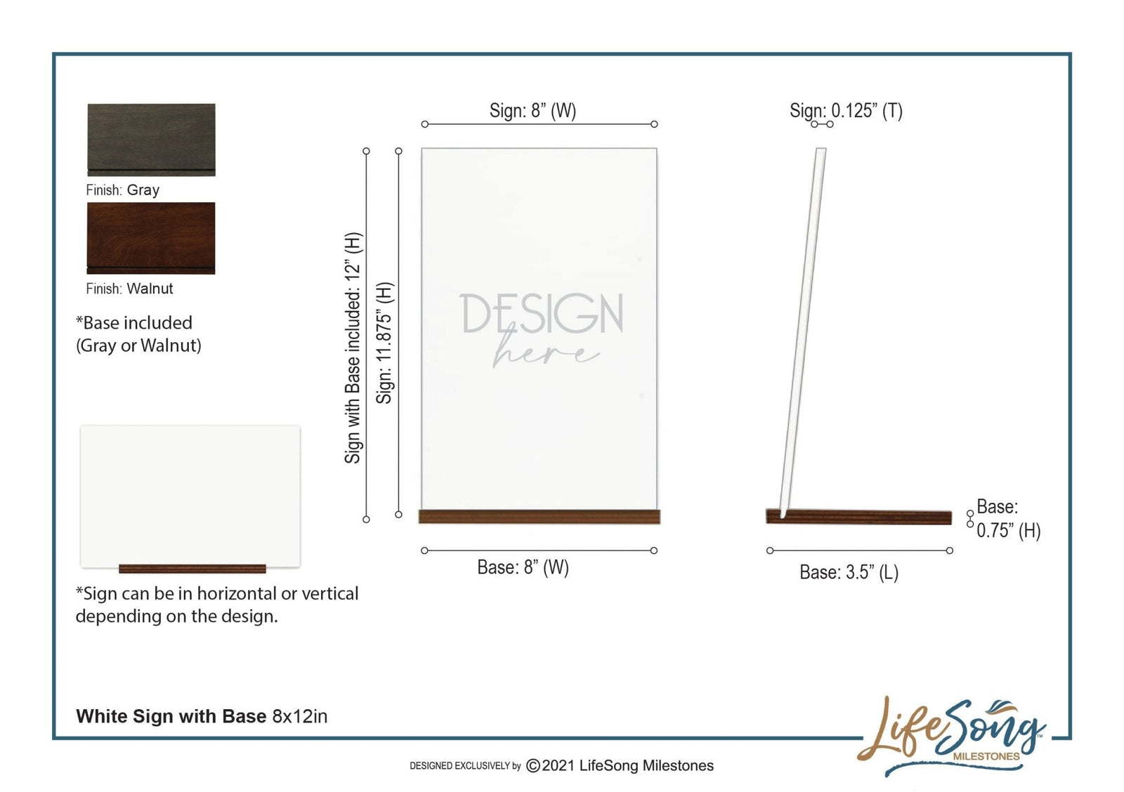 Modern 8x12in Decorative White Acrylic Signs With Wooden Base – On This Day - LifeSong Milestones