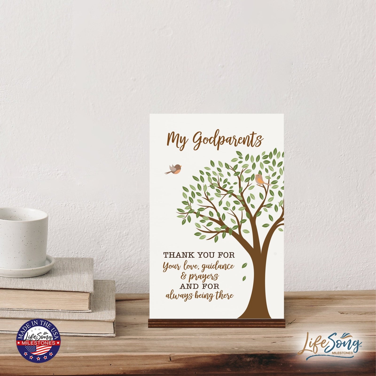 Modern 8x12in Decorative White Acrylic Signs With Wooden Base – Thank You - LifeSong Milestones