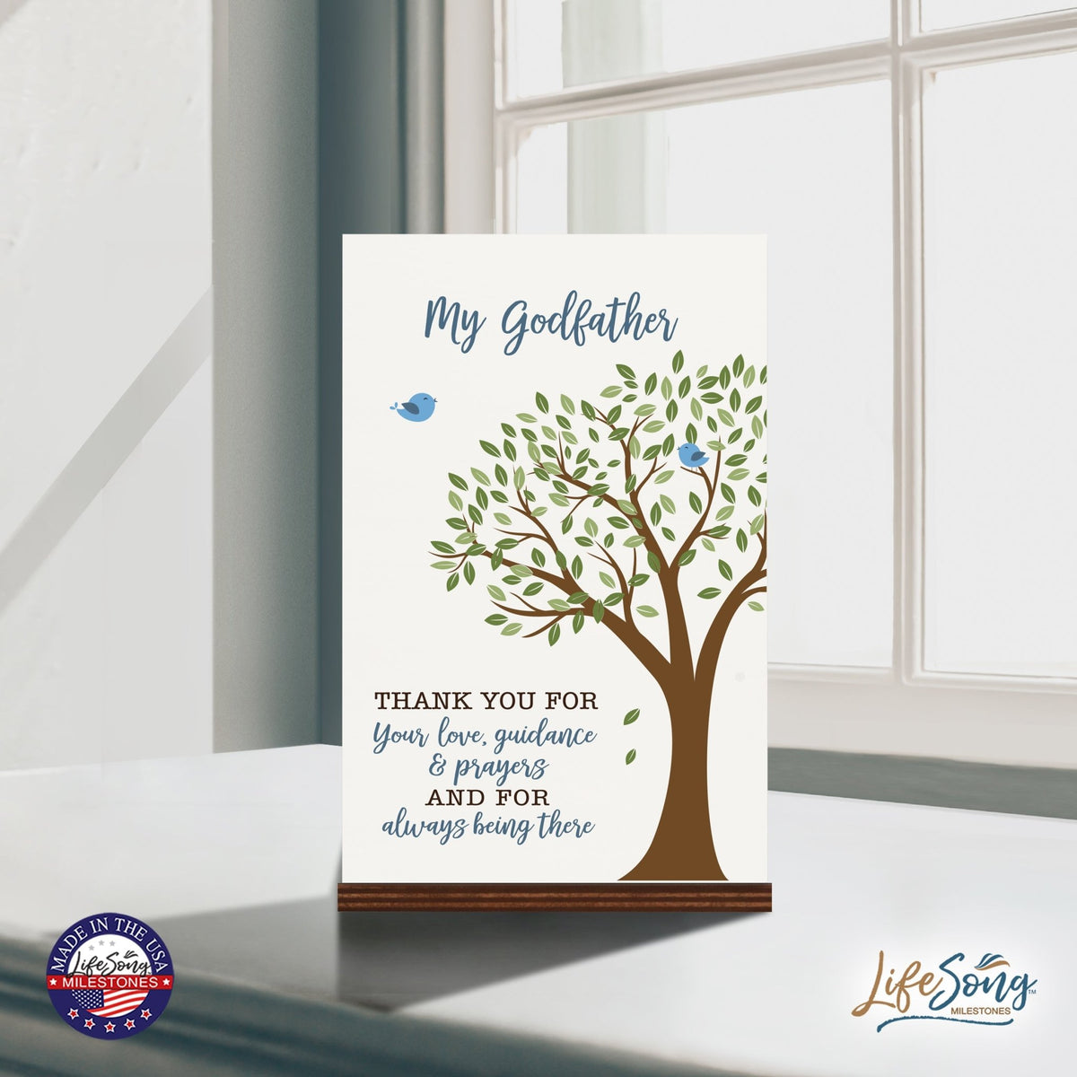 Modern 8x12in Decorative White Acrylic Signs With Wooden Base – Thank You - LifeSong Milestones