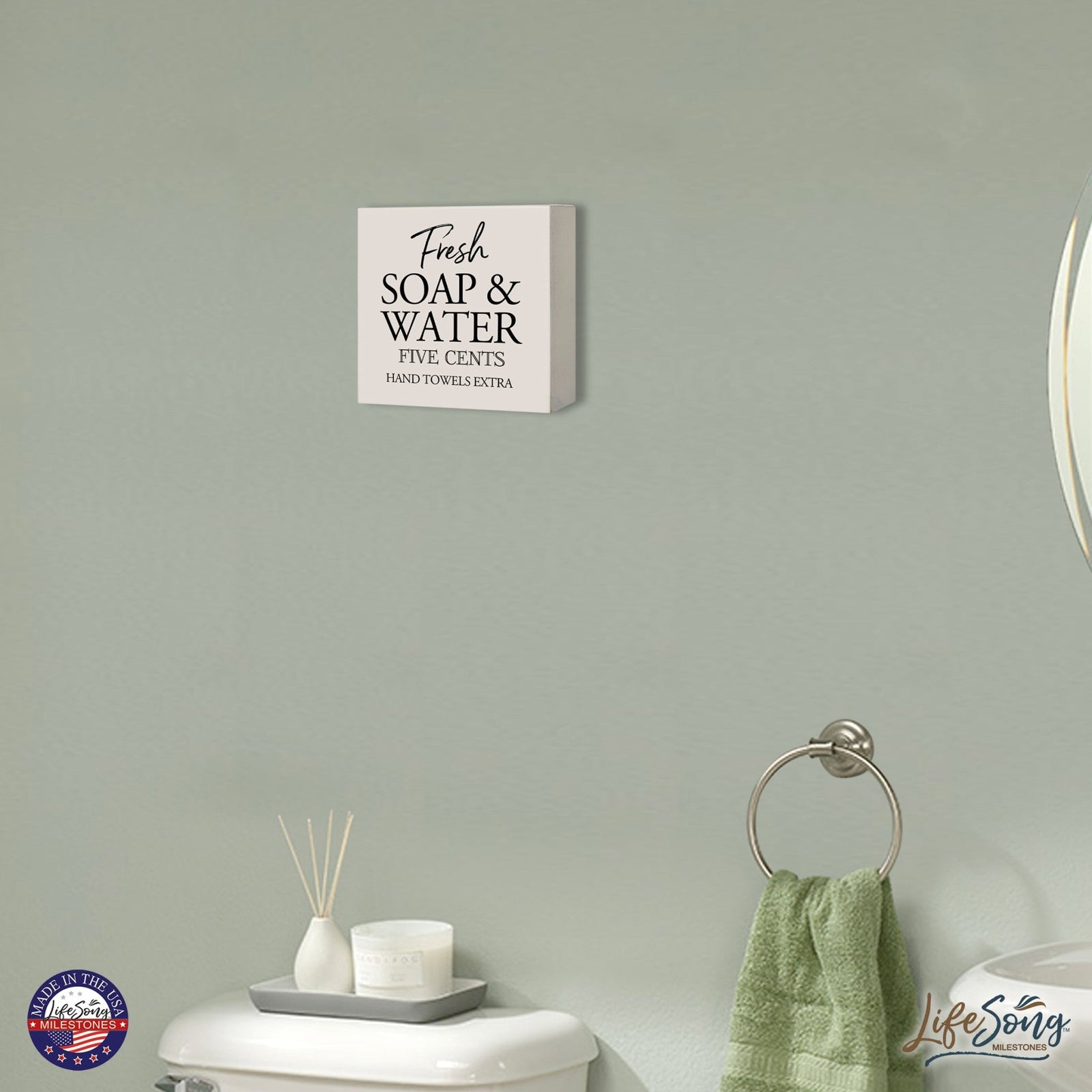 Modern Bathroom Decor 10x10 Shadow Box Fresh Soap & Water Extra - LifeSong Milestones