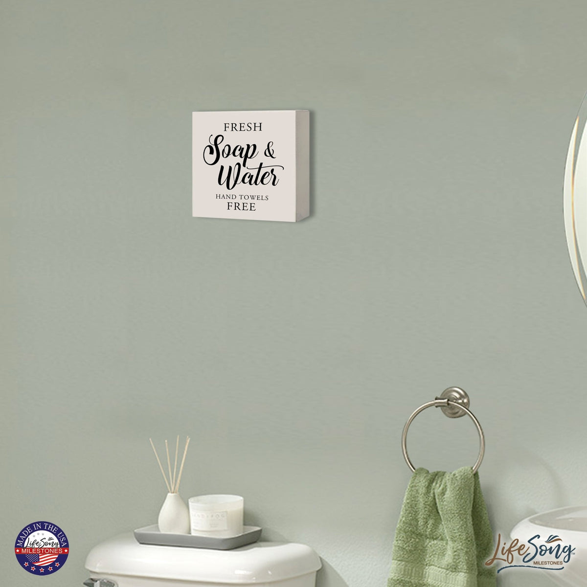 Modern Bathroom Decor 6x6 Shadow Box Fresh Soap & Water 2 - LifeSong Milestones