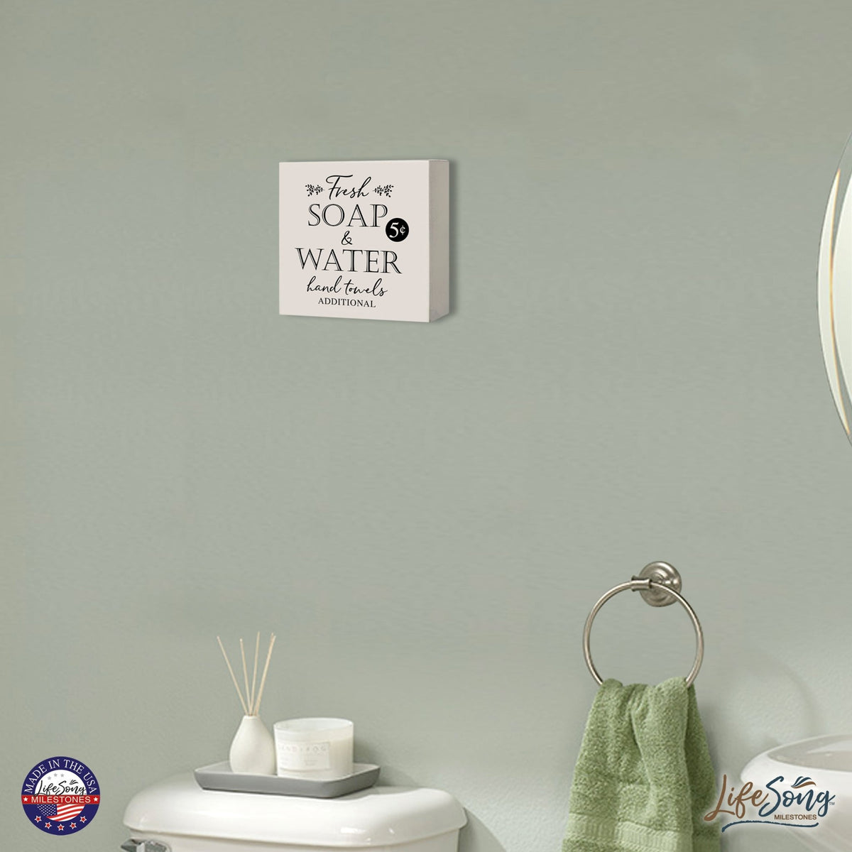 Modern Bathroom Decor 6x6 Shadow Box Fresh Soap & Water - LifeSong Milestones