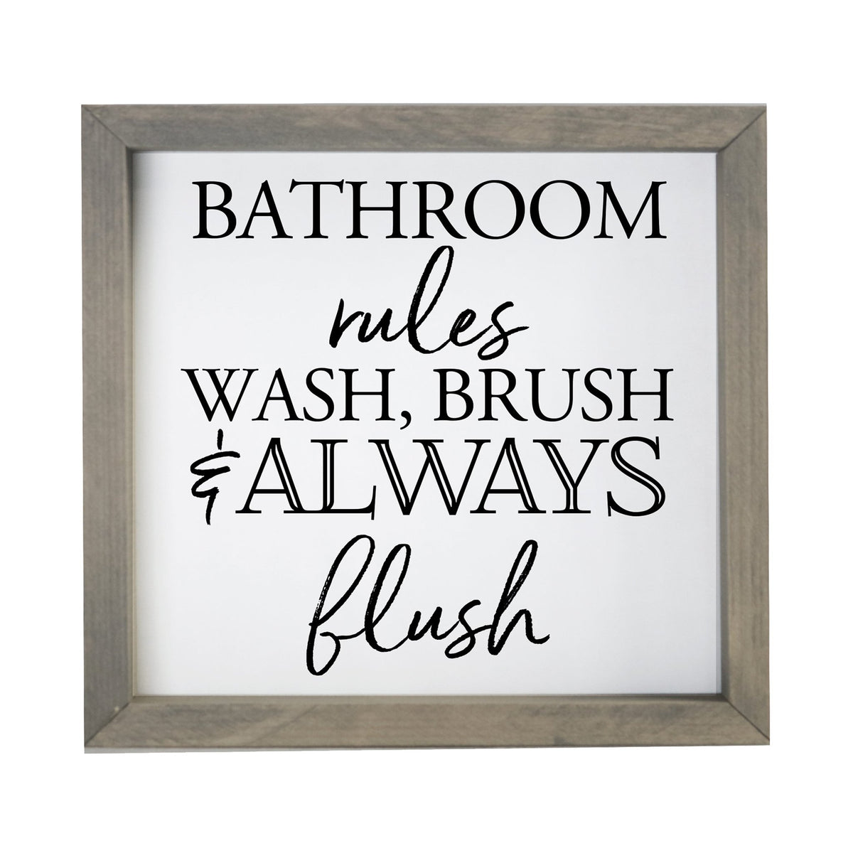 Modern Bathroom Decor Framed Shadow Box 11.5x11.5 (Bathroom Rules) - LifeSong Milestones
