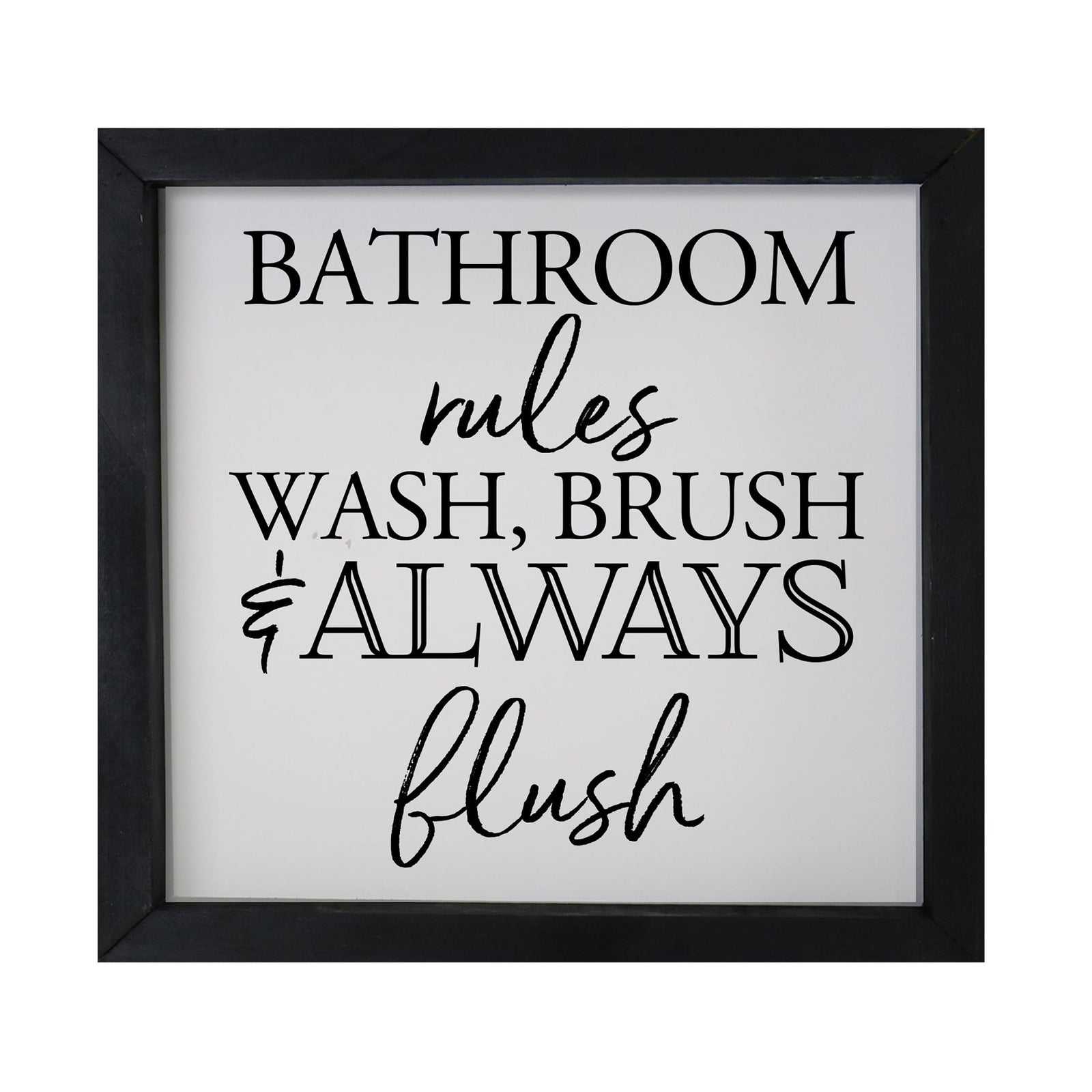 Modern Bathroom Decor Framed Shadow Box 11.5x11.5 (Bathroom Rules) - LifeSong Milestones