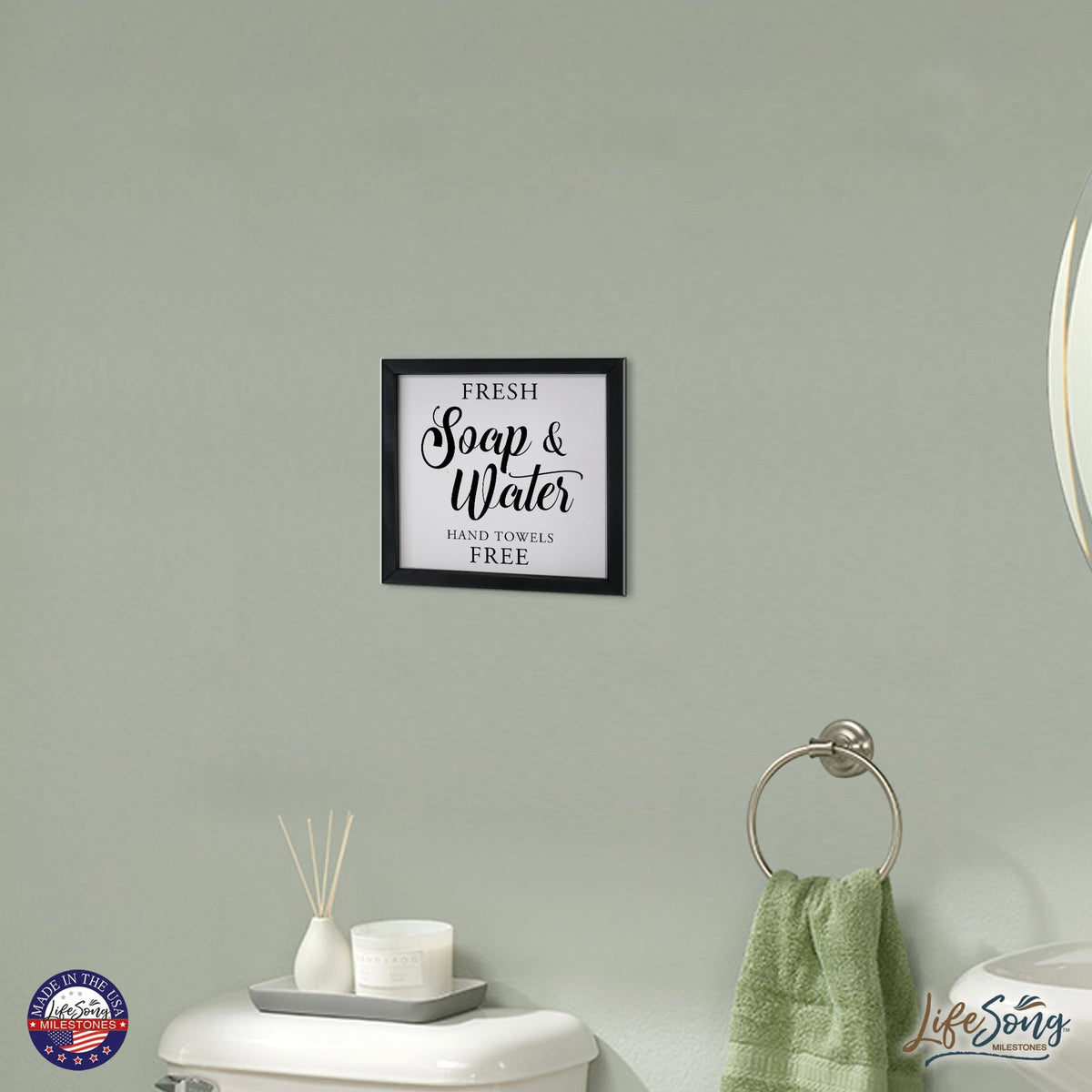 Modern Bathroom Decor Framed Shadow Box 11.5x11.5 (Fresh soap & Water Free 2) - LifeSong Milestones