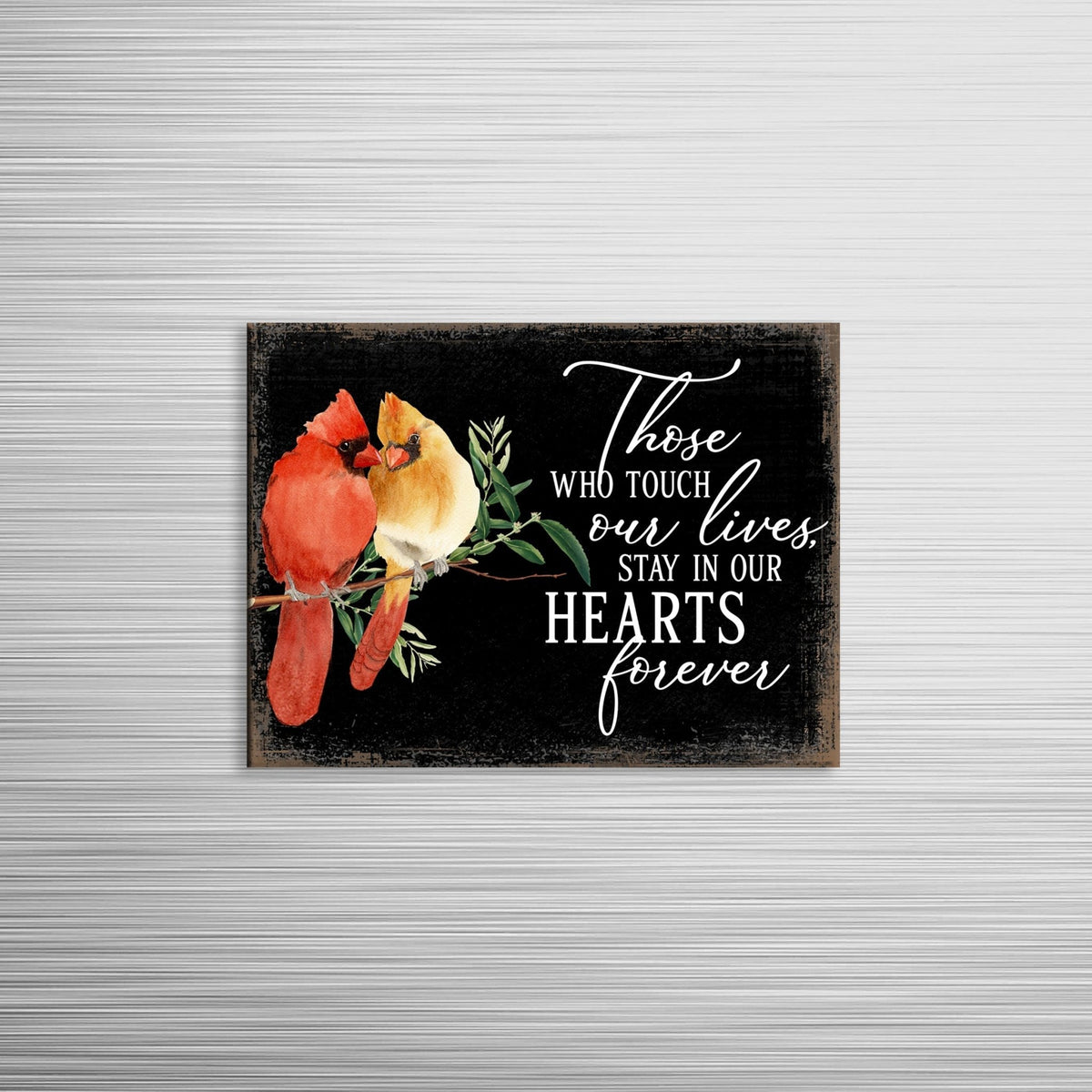 A cardinal magnet with a modern design, a heartfelt memorial home memorial decoration.