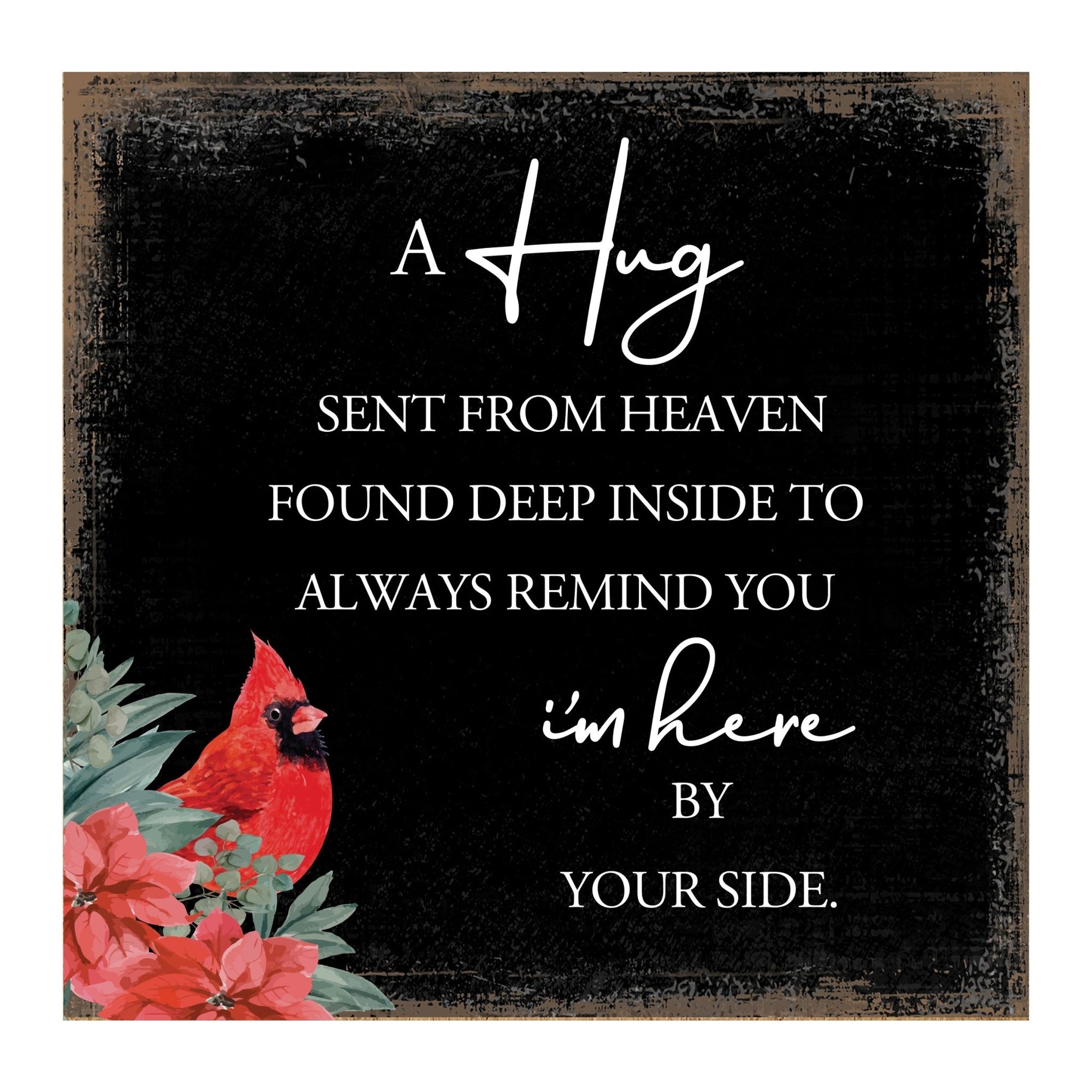 Modern CHRISTMAS 6x6 Wooden Sign (A Hug Sent From Heaven) Inspirational Plaque and Tabletop Family Home Decoration - LifeSong Milestones