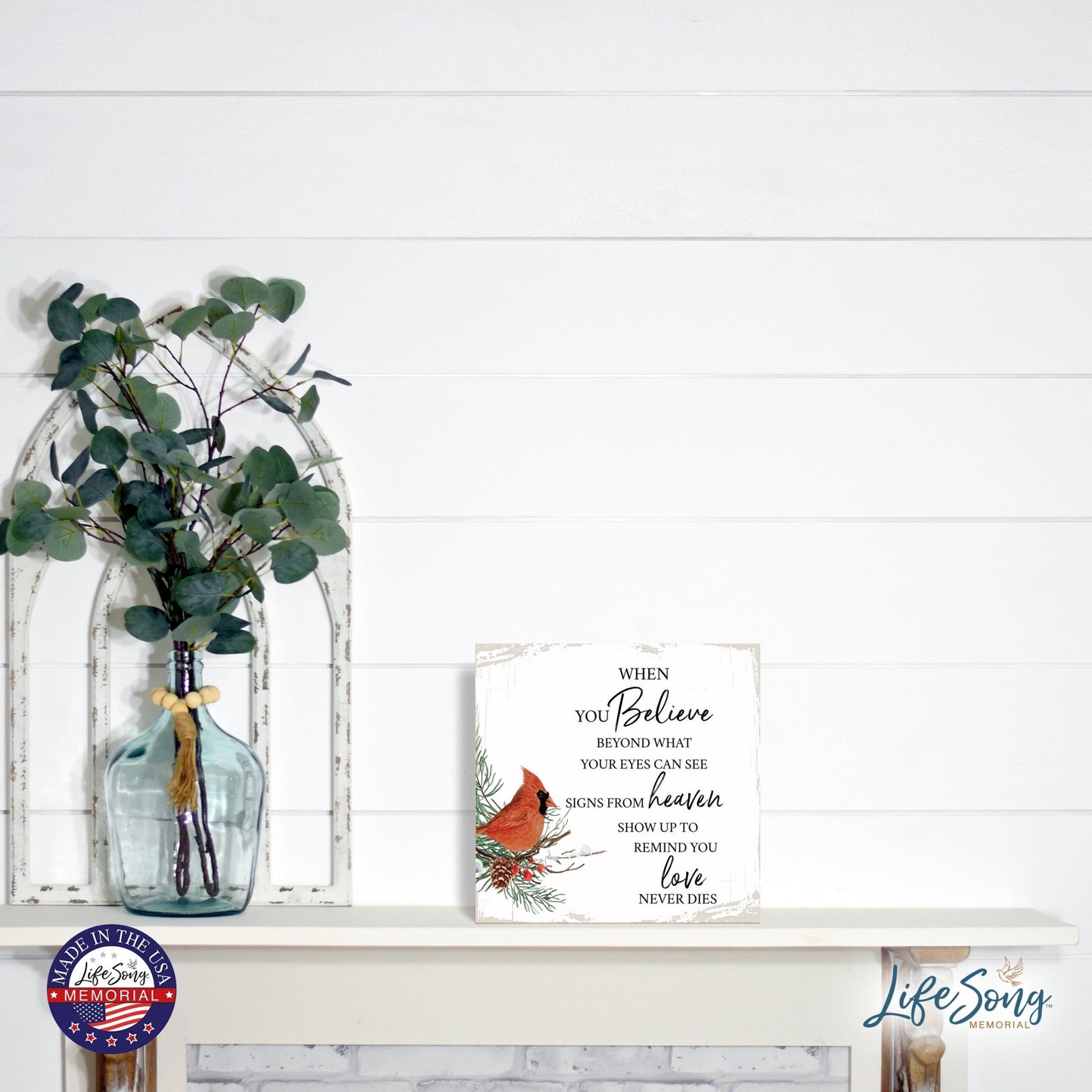 Modern CHRISTMAS 6x6 Wooden Sign (When You Believe) Inspirational Plaque and Tabletop Family Home Decoration - LifeSong Milestones