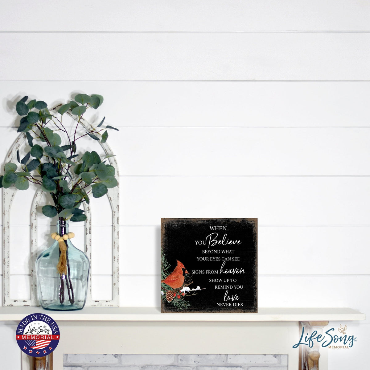 Modern CHRISTMAS 6x6 Wooden Sign (When You Believe) Inspirational Plaque and Tabletop Family Home Decoration - LifeSong Milestones