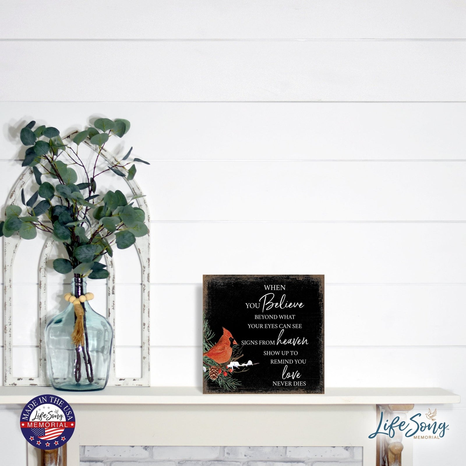 Modern CHRISTMAS 6x6 Wooden Sign (When You Believe) Inspirational Plaque and Tabletop Family Home Decoration - LifeSong Milestones