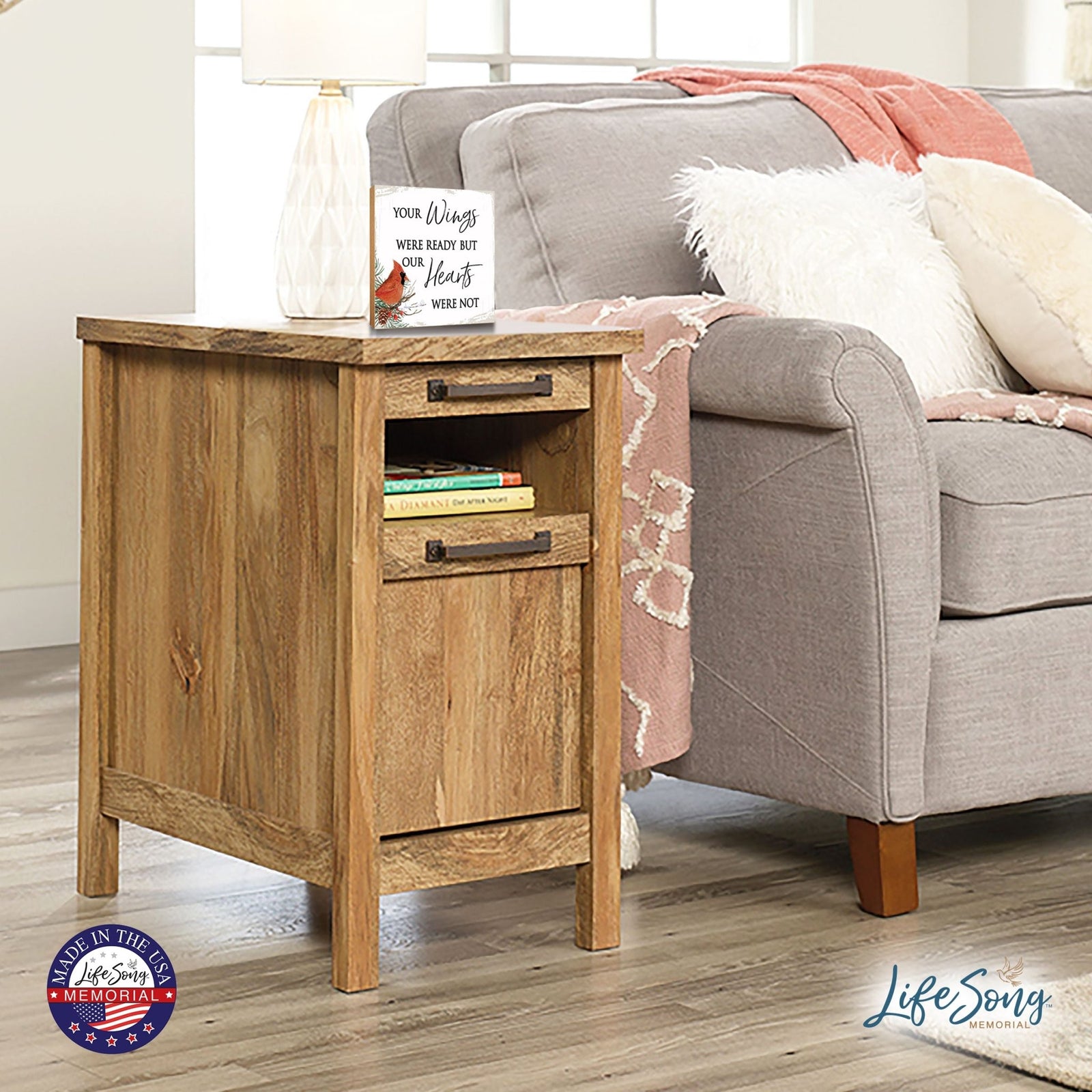 Modern CHRISTMAS 6x6 Wooden Sign (Your Wings Were Ready) Inspirational Plaque and Tabletop Family Home Decoration - LifeSong Milestones