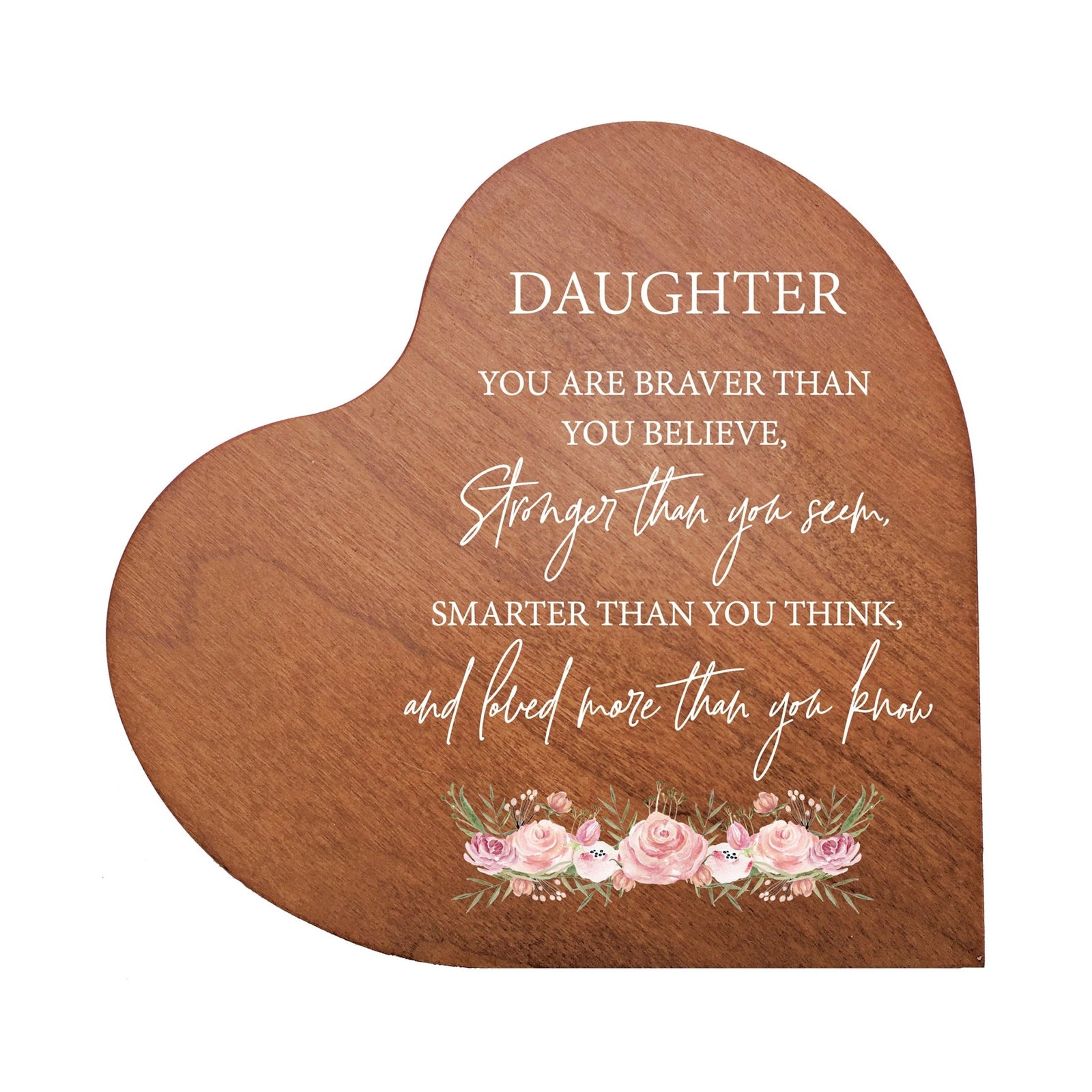 Modern Daughter and Mother’s Love Heart Block 5in with Inspirational verse - Daughter You Are Braver - LifeSong Milestones