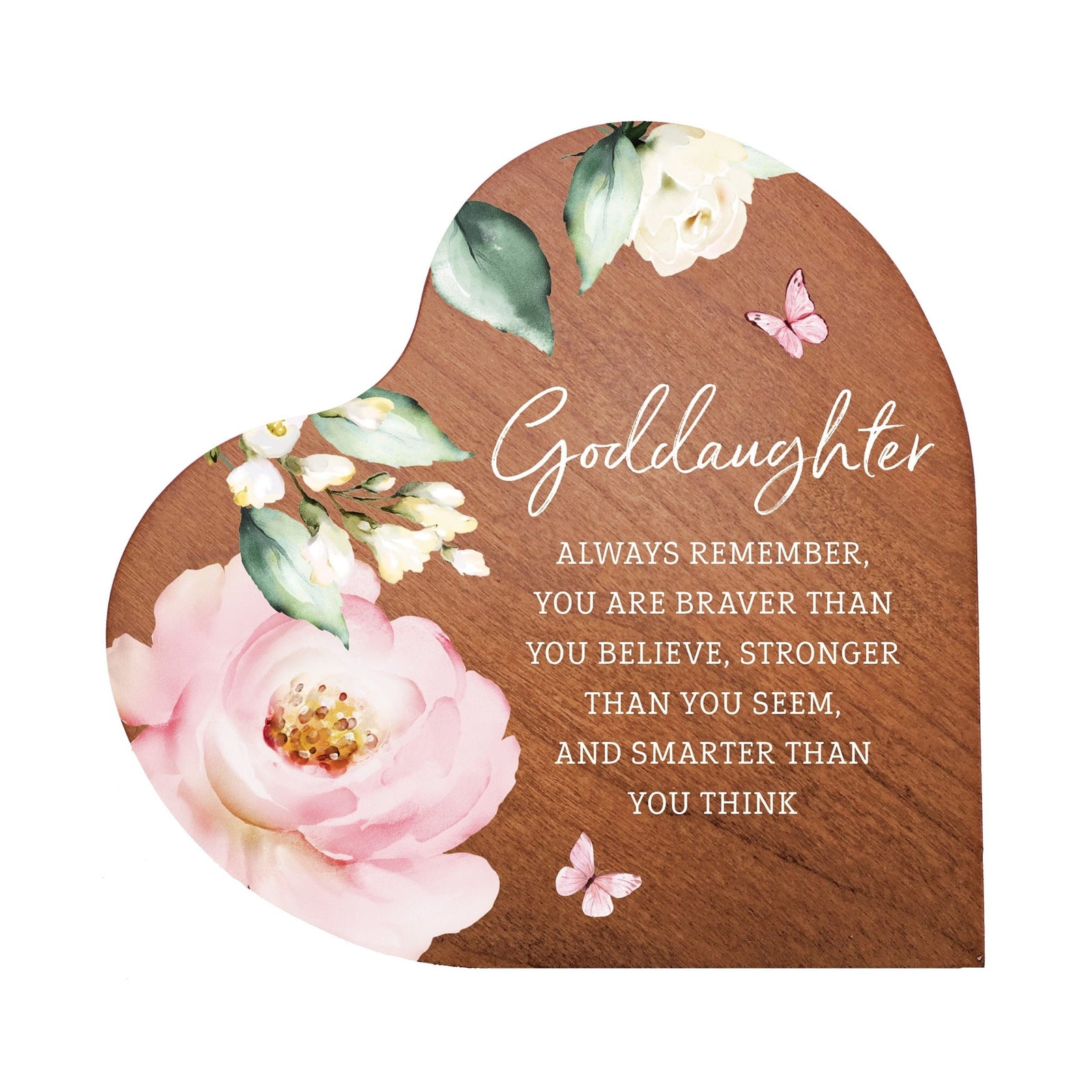 Personalized Baptism Heart Shaped Tabletop Signs Gift for Goddaughter